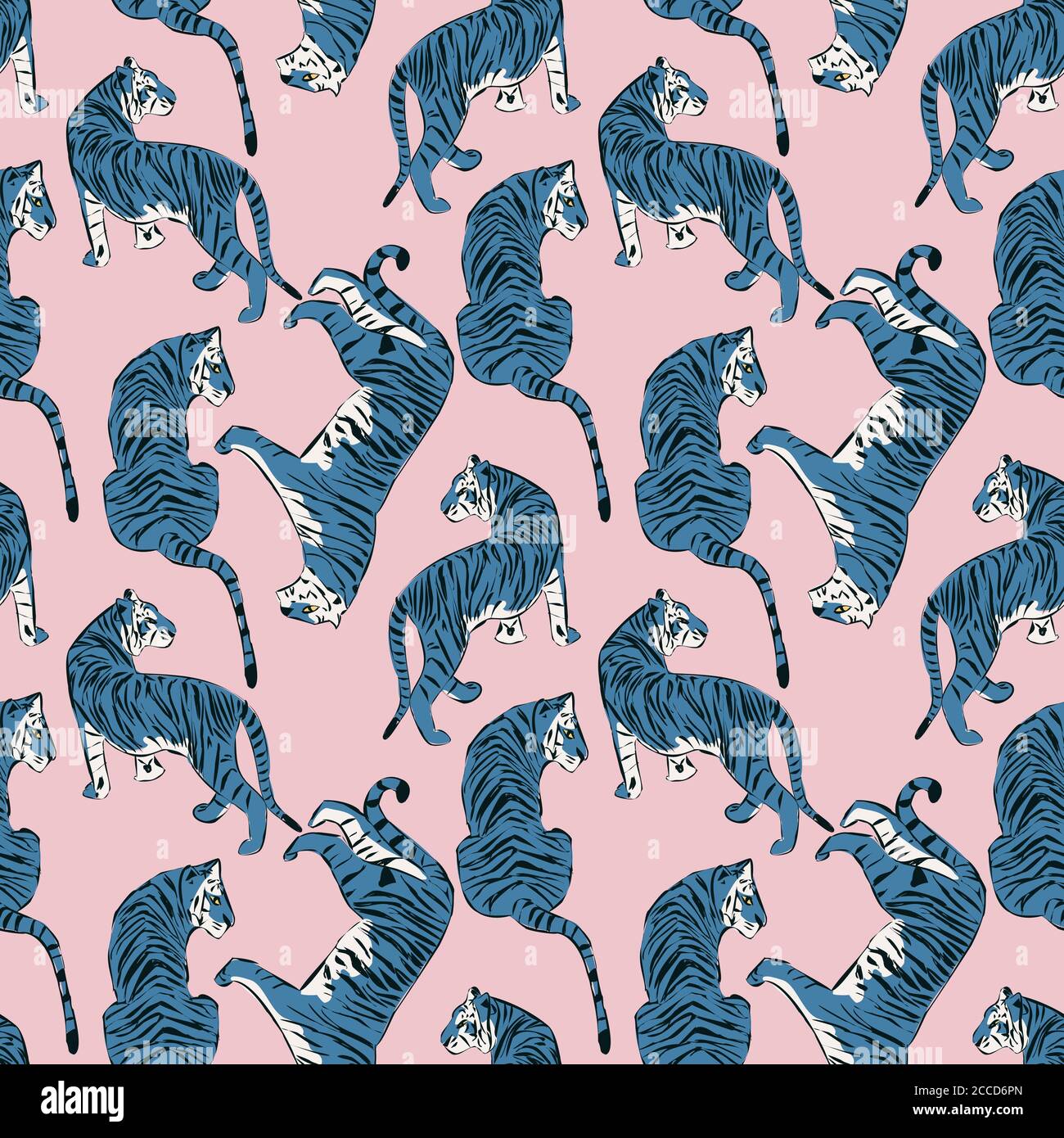 Vector seamless pattern of hand drawn pink tigers  Stock Illustration  85883505  PIXTA
