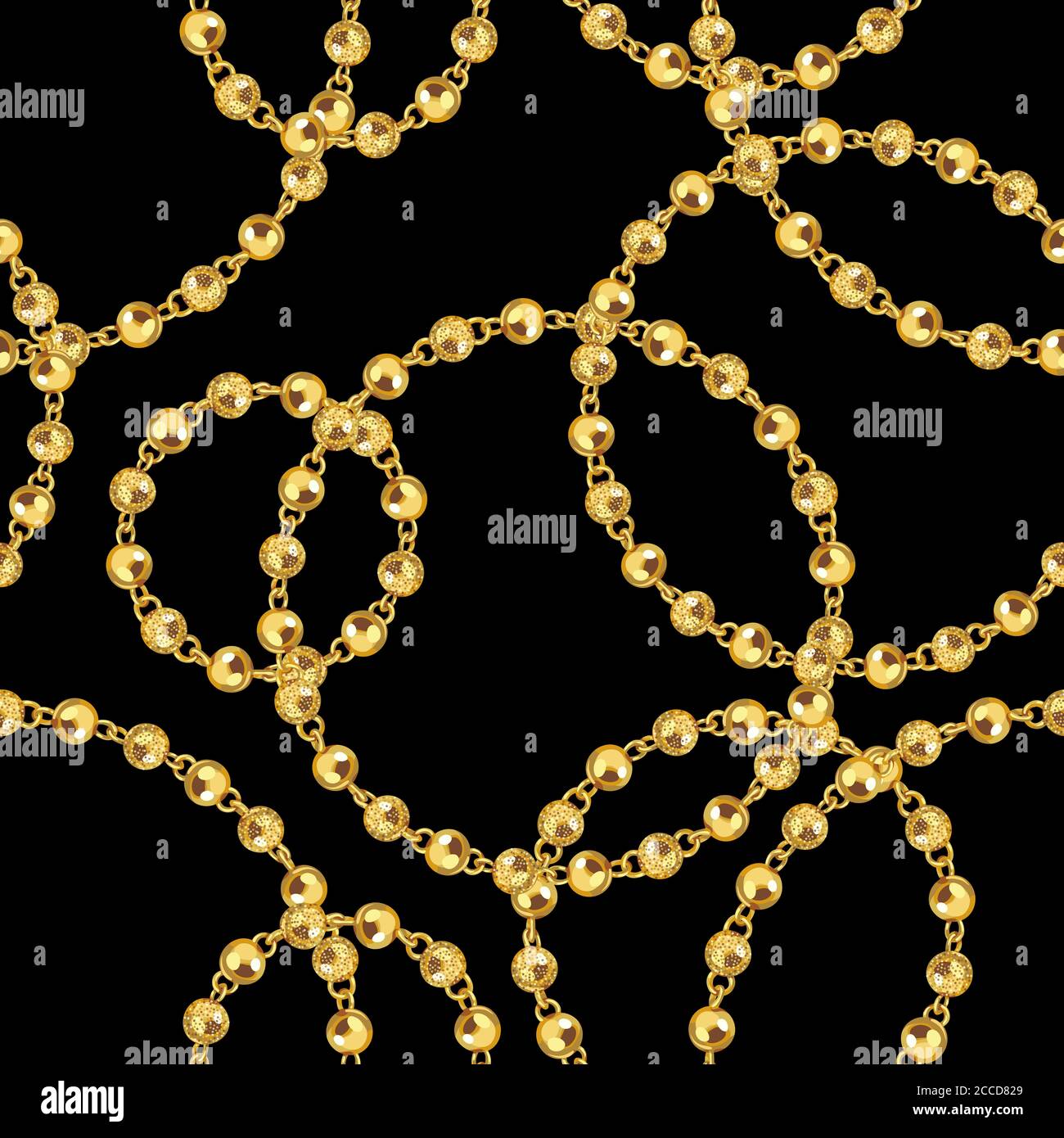 Seamless pattern with circle golden chains on black background for ...