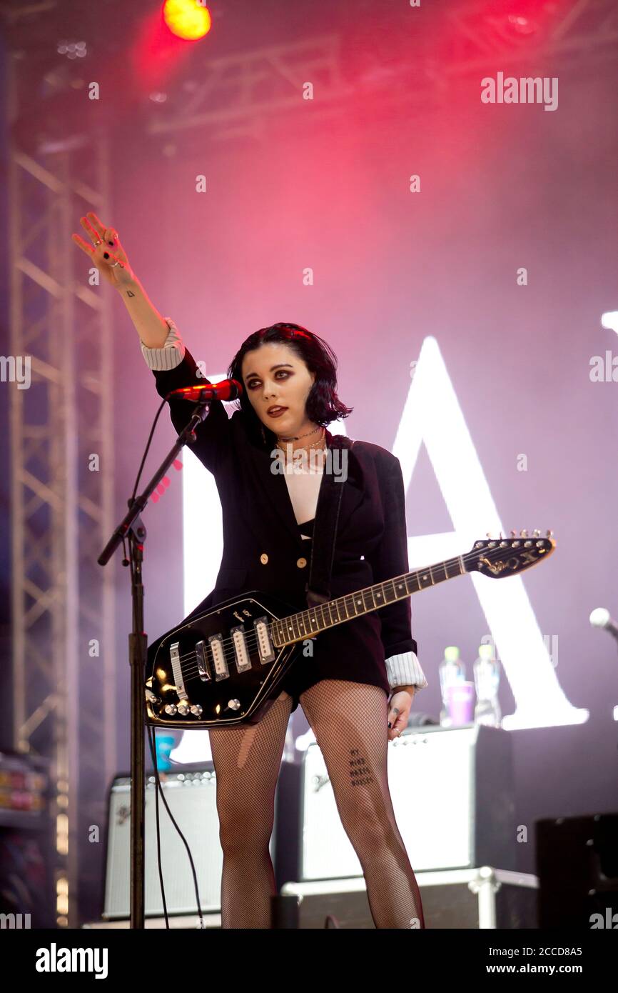 23.8.2019 Richfield Avenue Reading Berkshire UK Pale Waves perform on the BBC radio one stage on day one at reading festival Heather Baron-Gracie Stock Photo