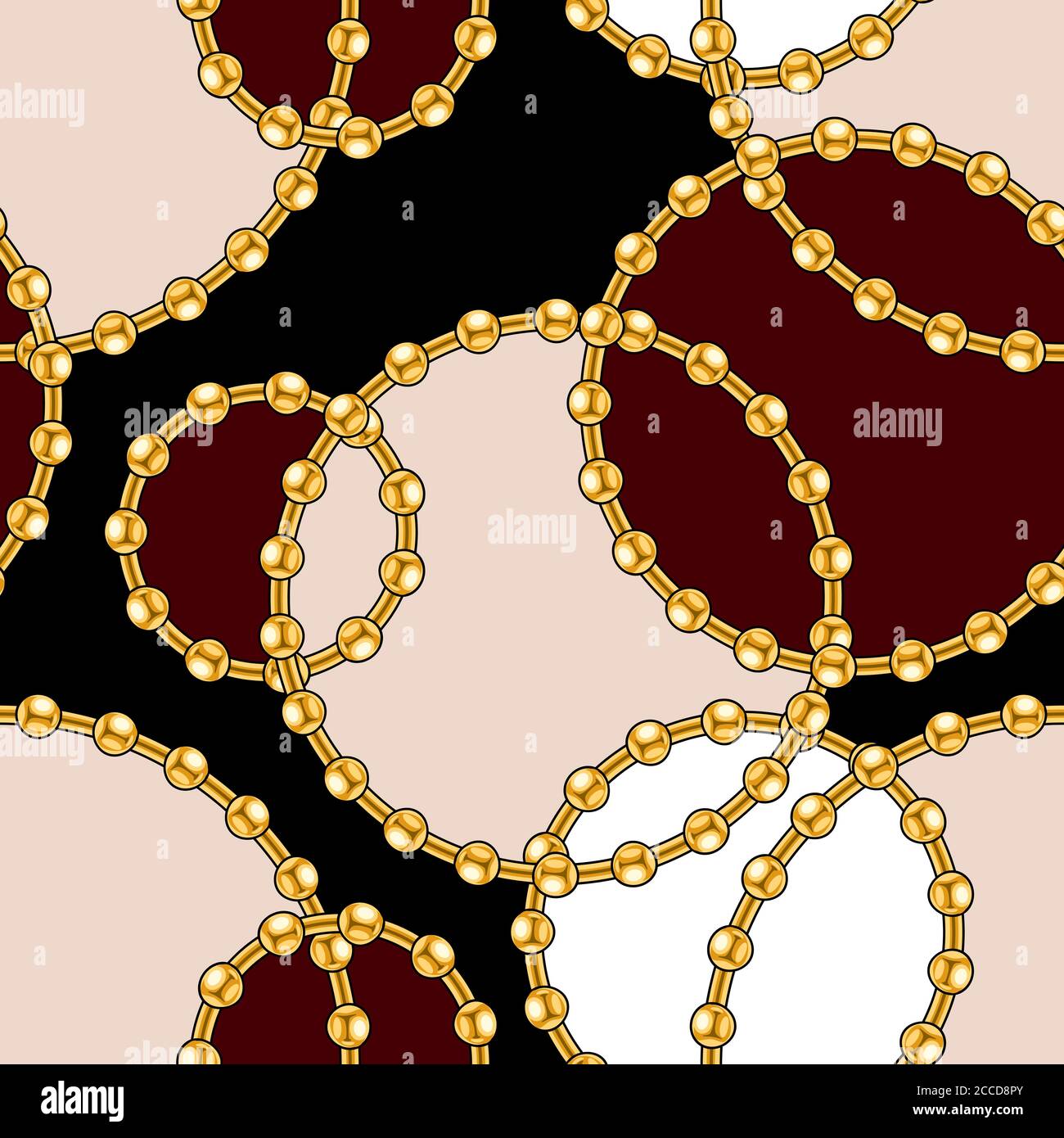 Seamless pattern with circles and golden chains on black background for ...