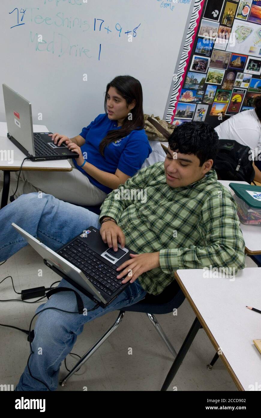 Donna, Texas USA  March 1, 2007: High school students use laptop computers in class at the IDEA Public School, a seven-year old charter school with 1,200 mostly Hispanic students in south Texas. ©Bob Daemmrich Stock Photo