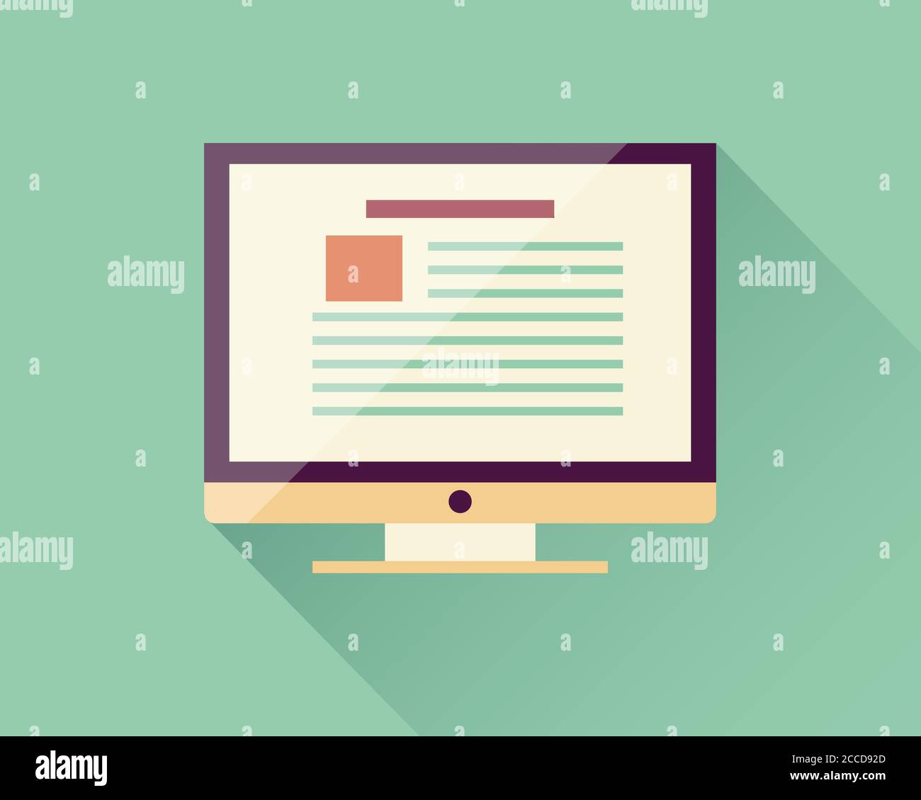 Flat icon computer, electronic device, responsive web design, infographic elements, vector illustration Stock Vector