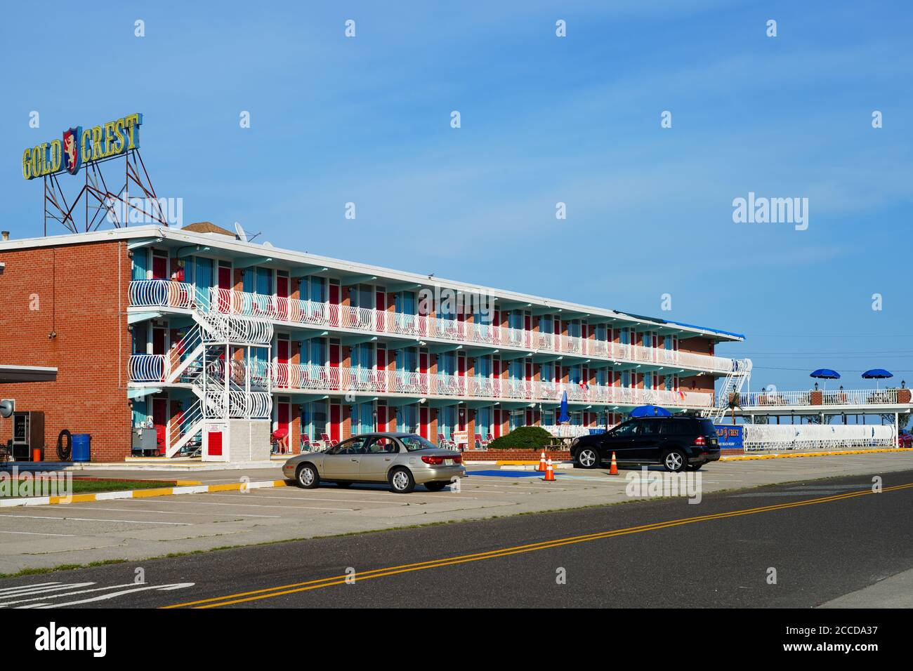 WILDWOOD CREST, NJ 21 JUL 2020 View of a Doo Wop motel, with classic