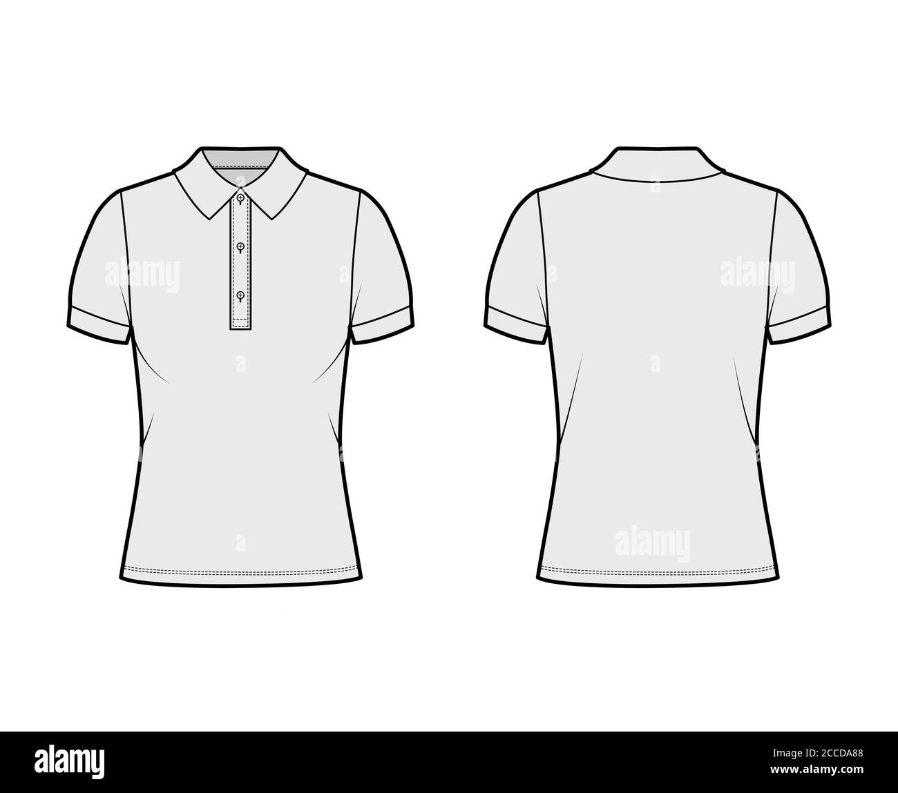 Polo shirt technical fashion illustration with cotton-jersey short ...