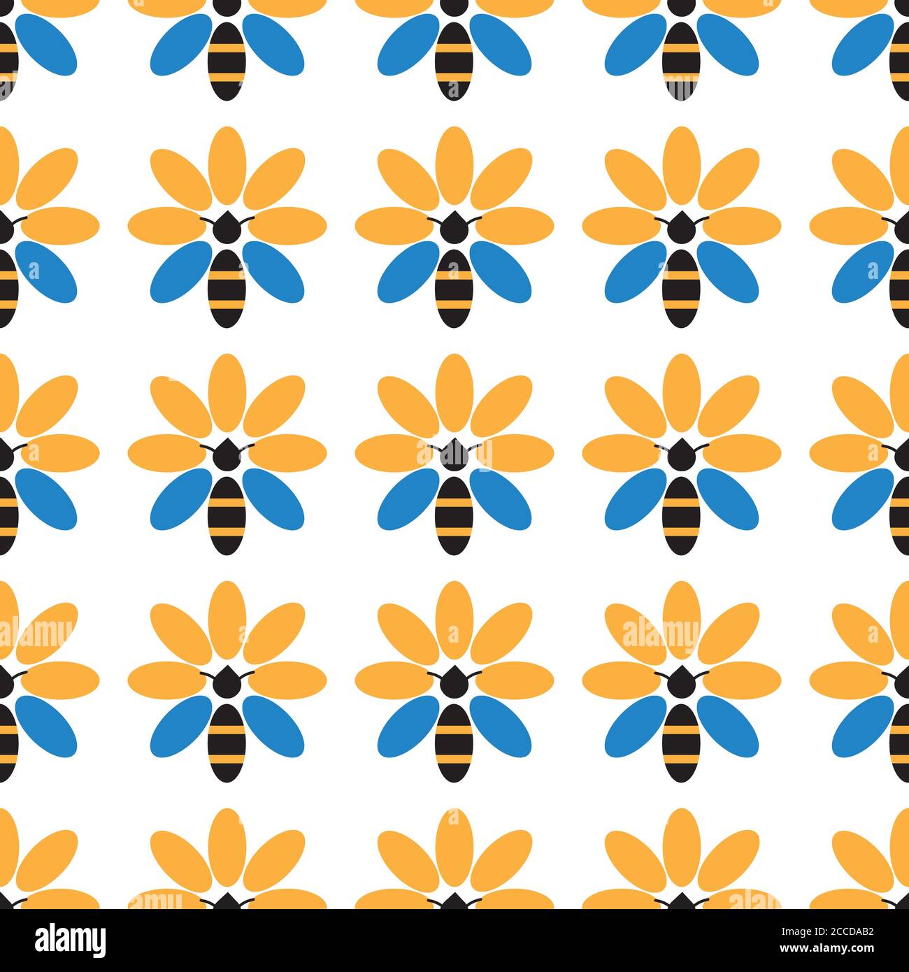 Bee and flower seamless pattern Stock Vector