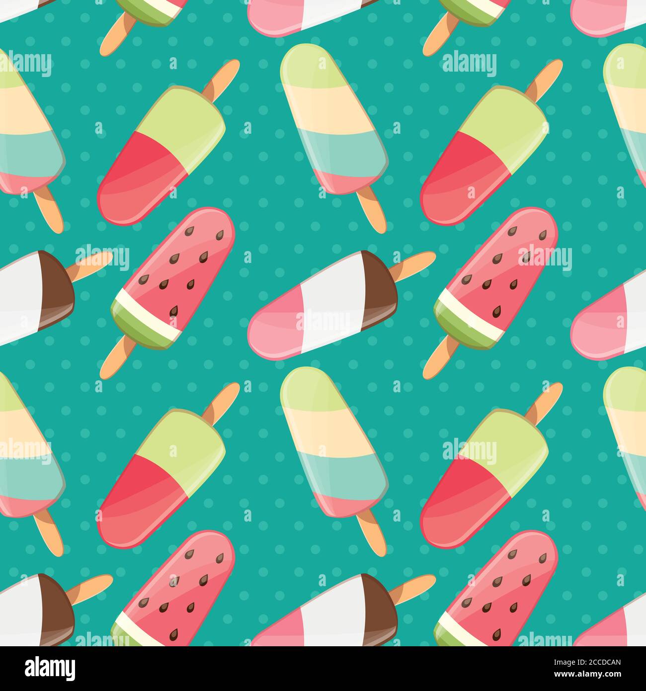 Ice Cream Seamless Pattern Colorful Summer Background Delicious Sweet Treats Vector Illustration Stock Vector Image Art Alamy