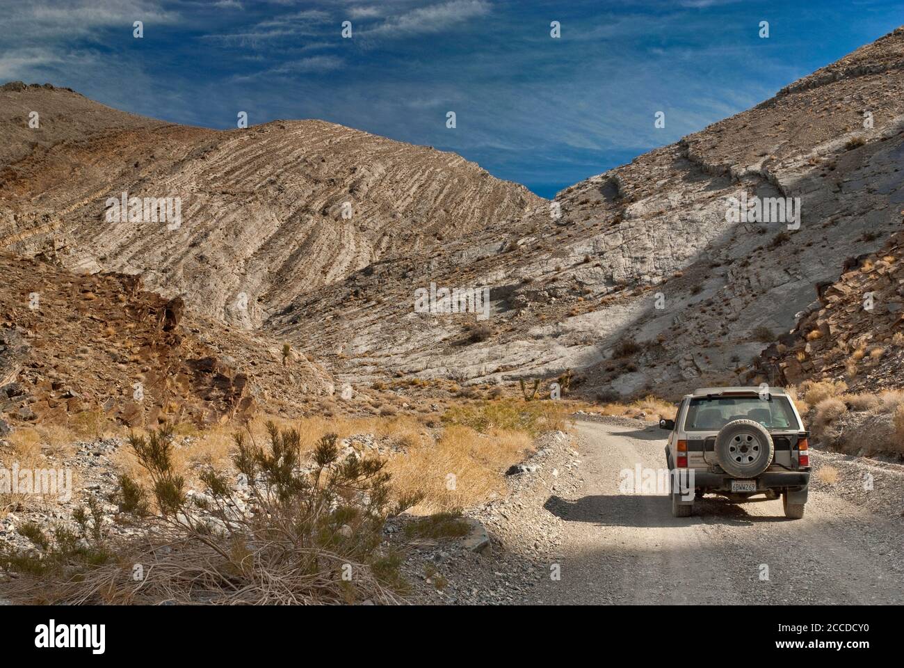 4WD vehicle at Hidden Valley Road, Mojave Desert in Death Valley