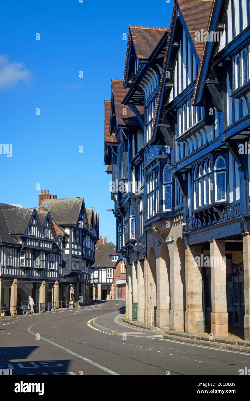 UK,Derbyshire,Chesterfield,Tudor Style Buildings on Knifesmithgate Stock Photo