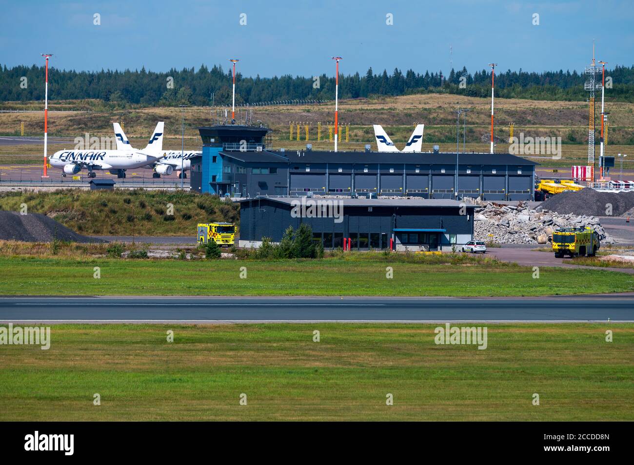 Helsinki / Finland - August 21, 2020: The busiest international airport in Finland have had only a handful of airside operations during covid-19 pande Stock Photo