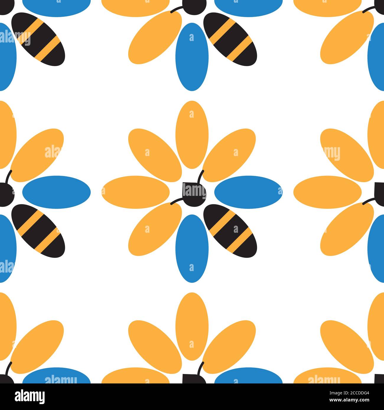 Bee and flower seamless pattern Stock Vector