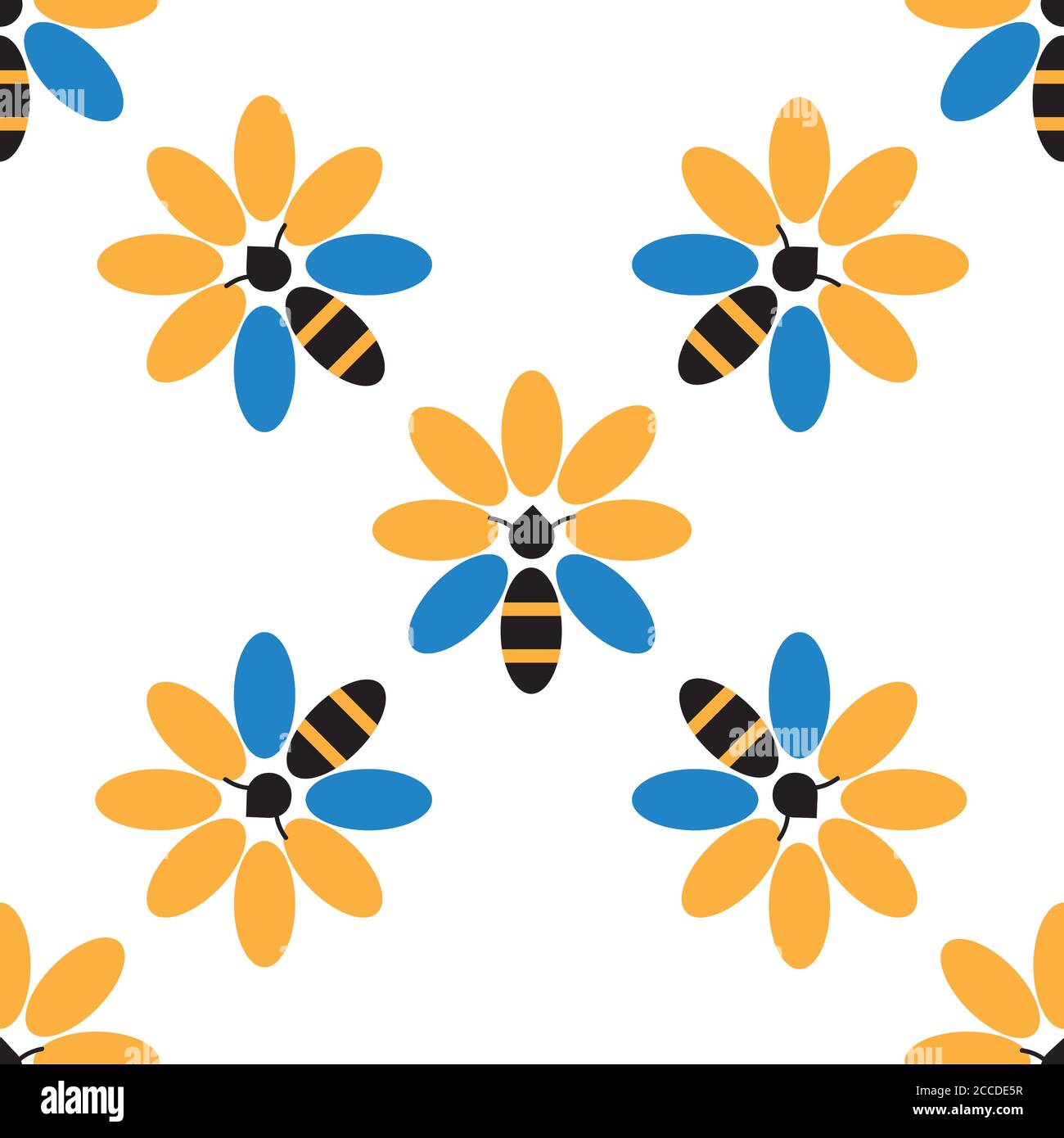 Bee and flower seamless pattern Stock Vector