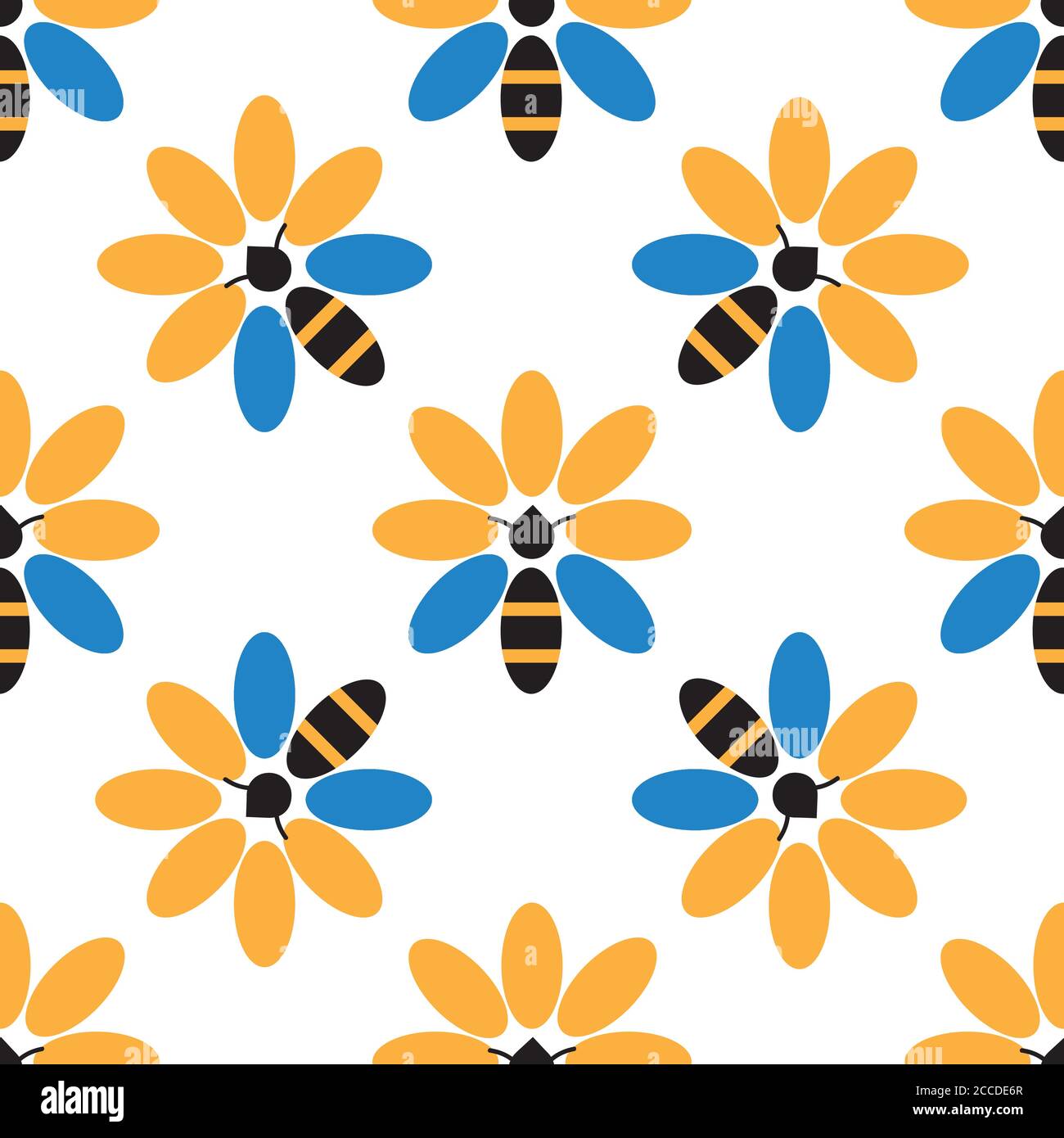 Bee and flower seamless pattern Stock Vector Image & Art - Alamy