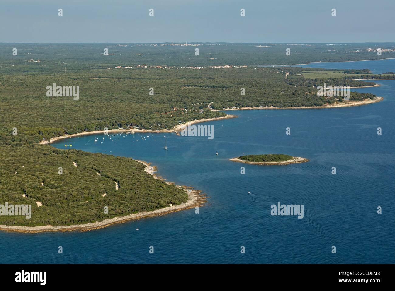 aerial photo, Kolona Island, Bale, Istria, Croatia Stock Photo