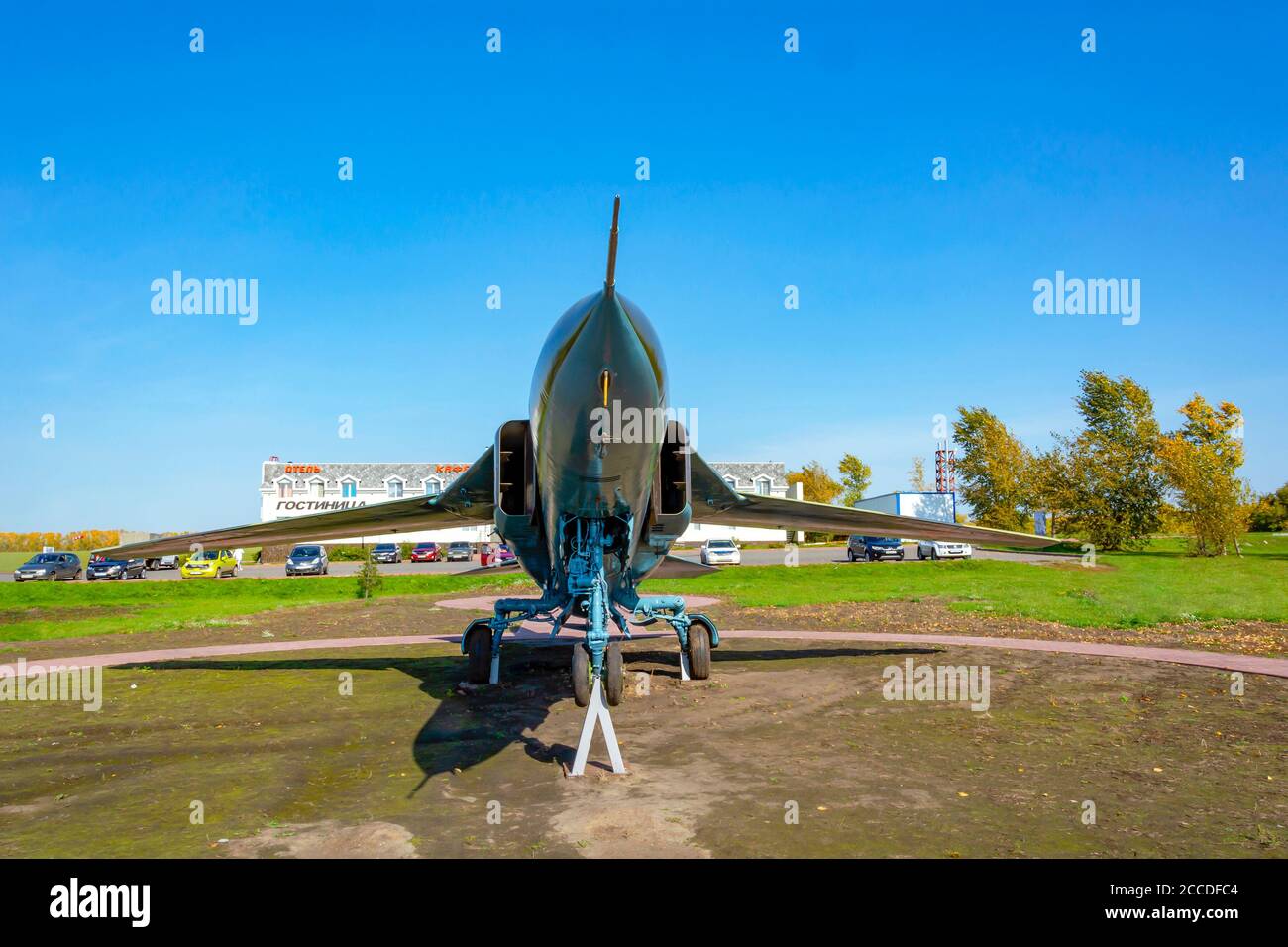 MIG-23, a third-generation fighter with a variable sweep wing, at the aviation Museum at Tanay airfield, Kemerovo region-Kuzbass Stock Photo