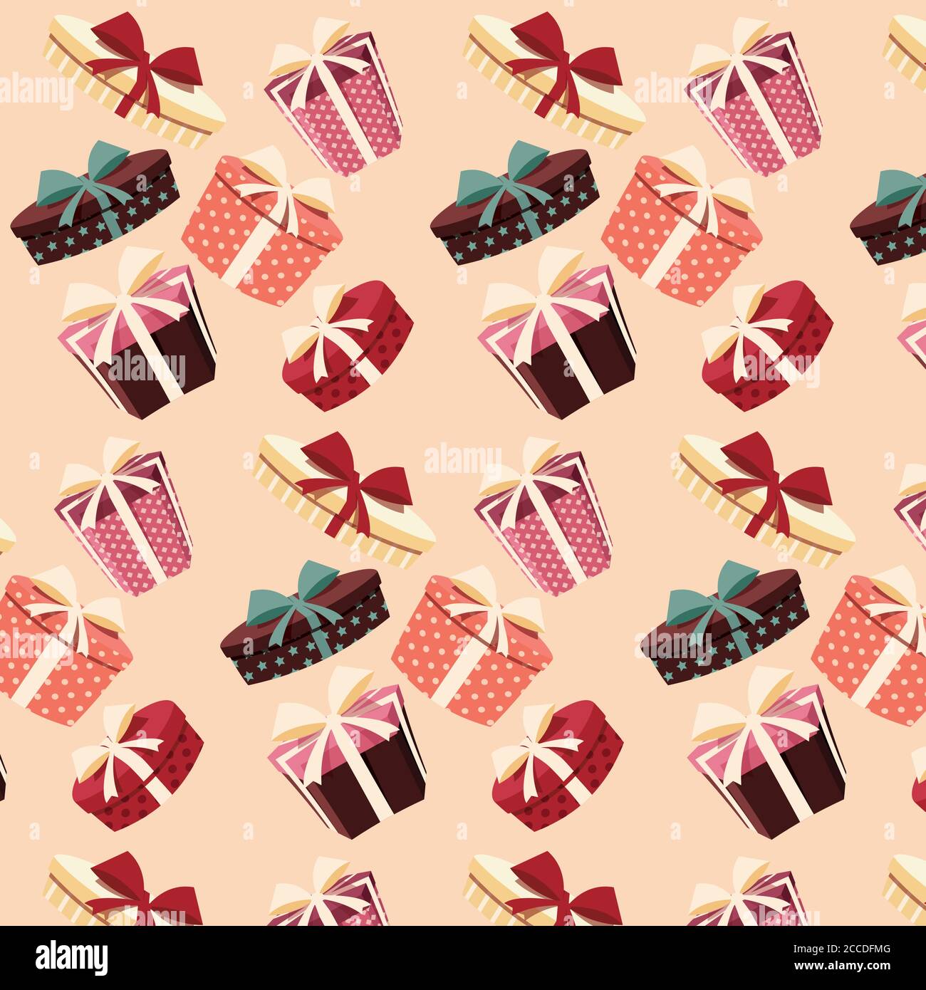 Background with colorful gift boxes with bows and ribbons in different ...