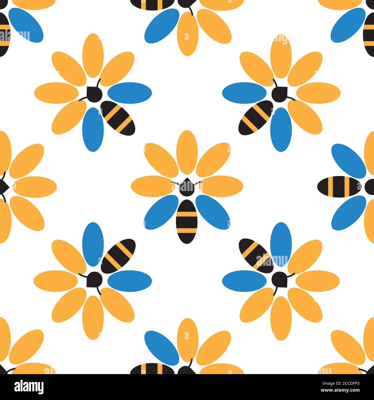Bee and flower seamless pattern Stock Vector