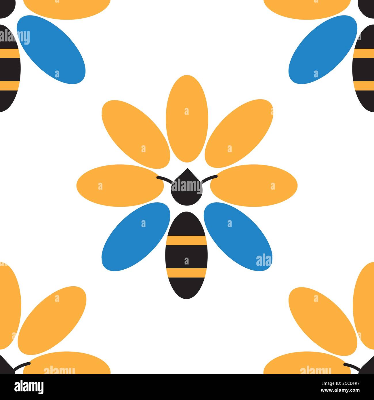 Bee and flower seamless pattern Stock Vector