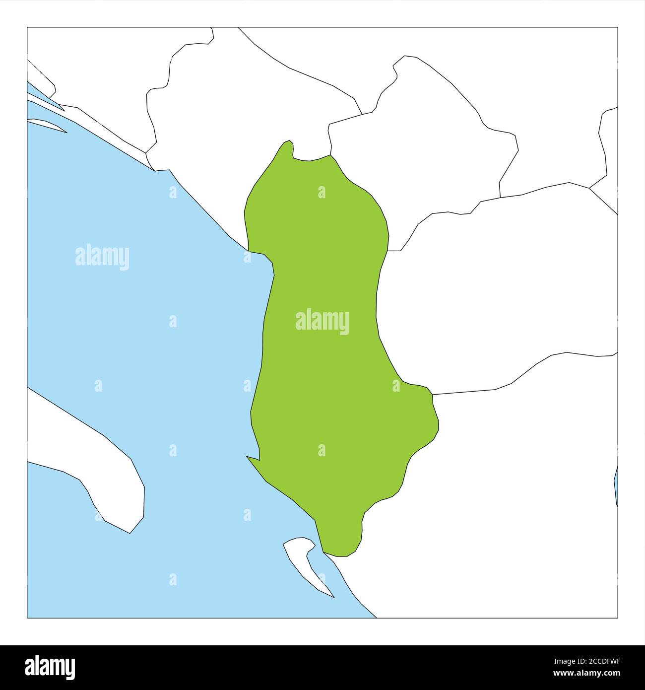 Map of Albania green highlighted with neighbor countries Stock Vector