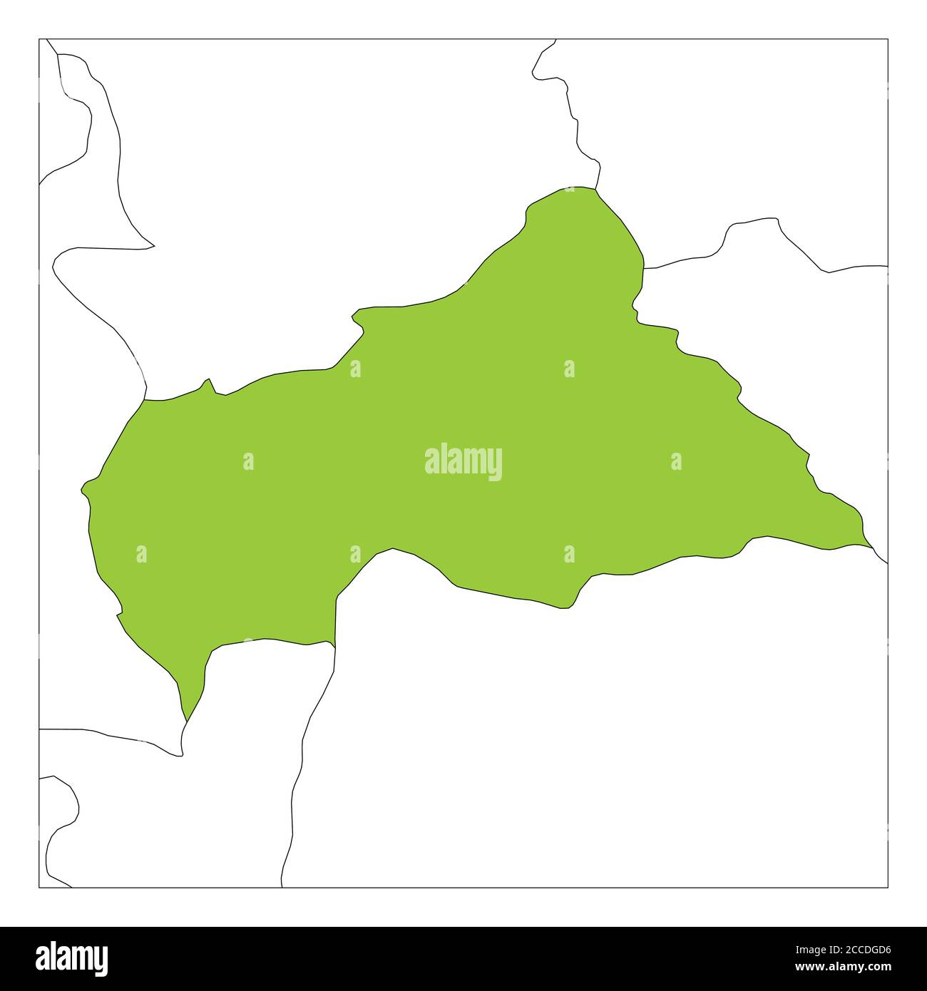 Map of Central African Republic green highlighted with neighbor ...