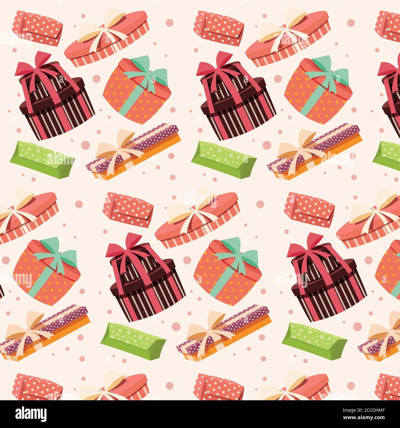 Background with colorful gift boxes with bows and ribbons in different ...
