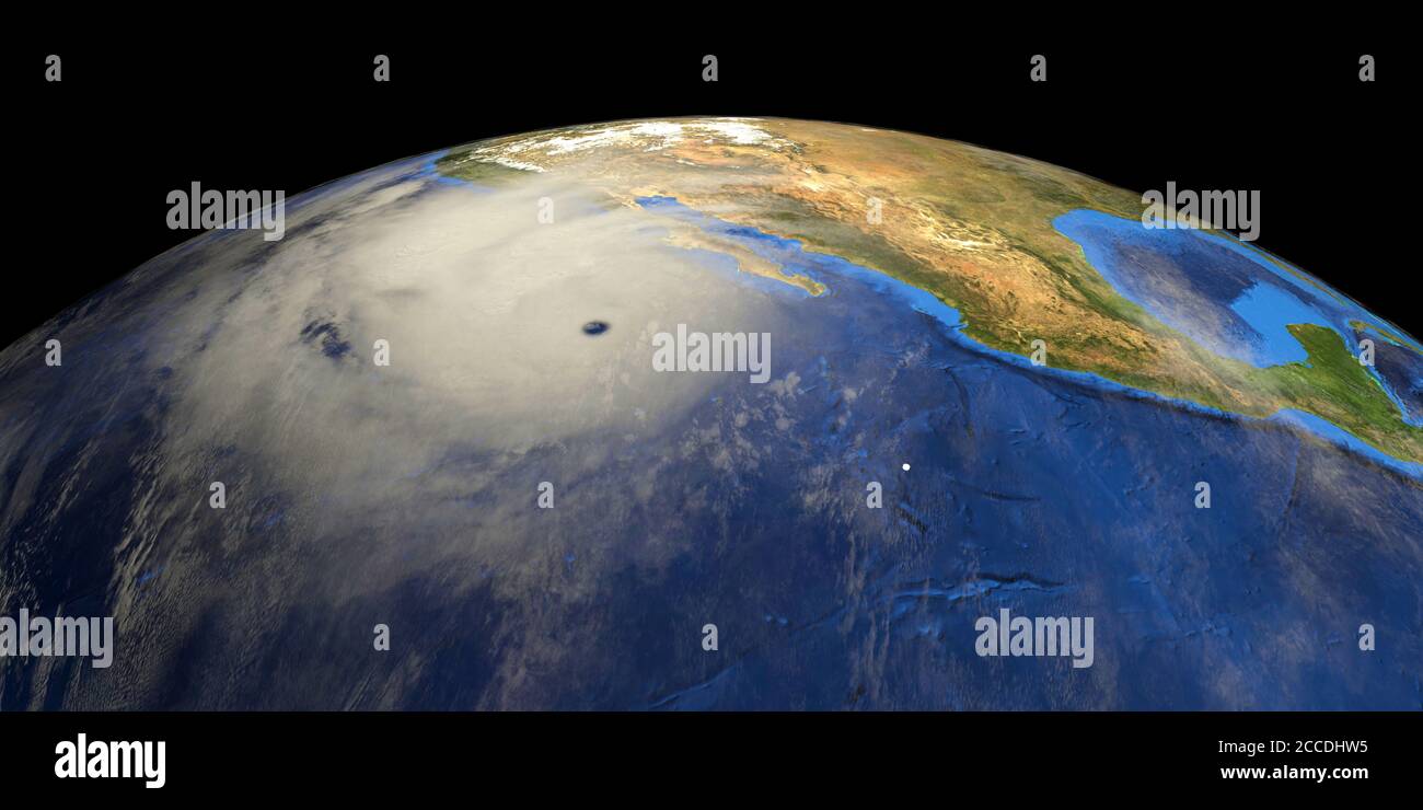 Hurricane shown from Space. Elements of this 3d image furnished by NASA. Stock Photo
