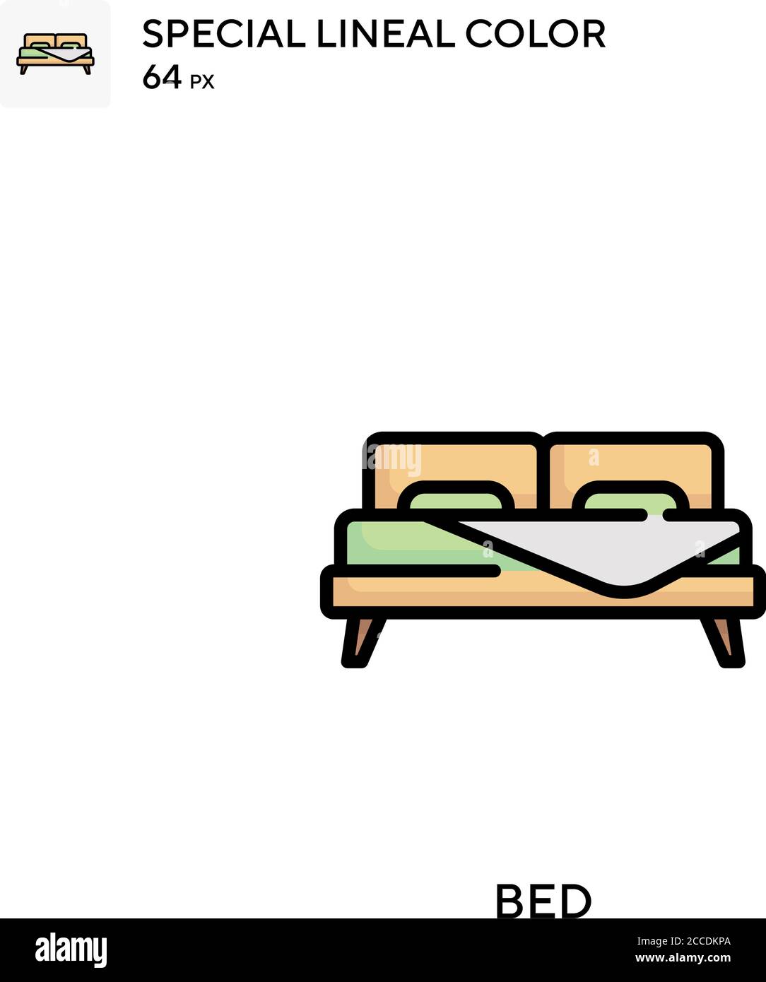 Bed Special lineal color icon. Illustration symbol design template for ...
