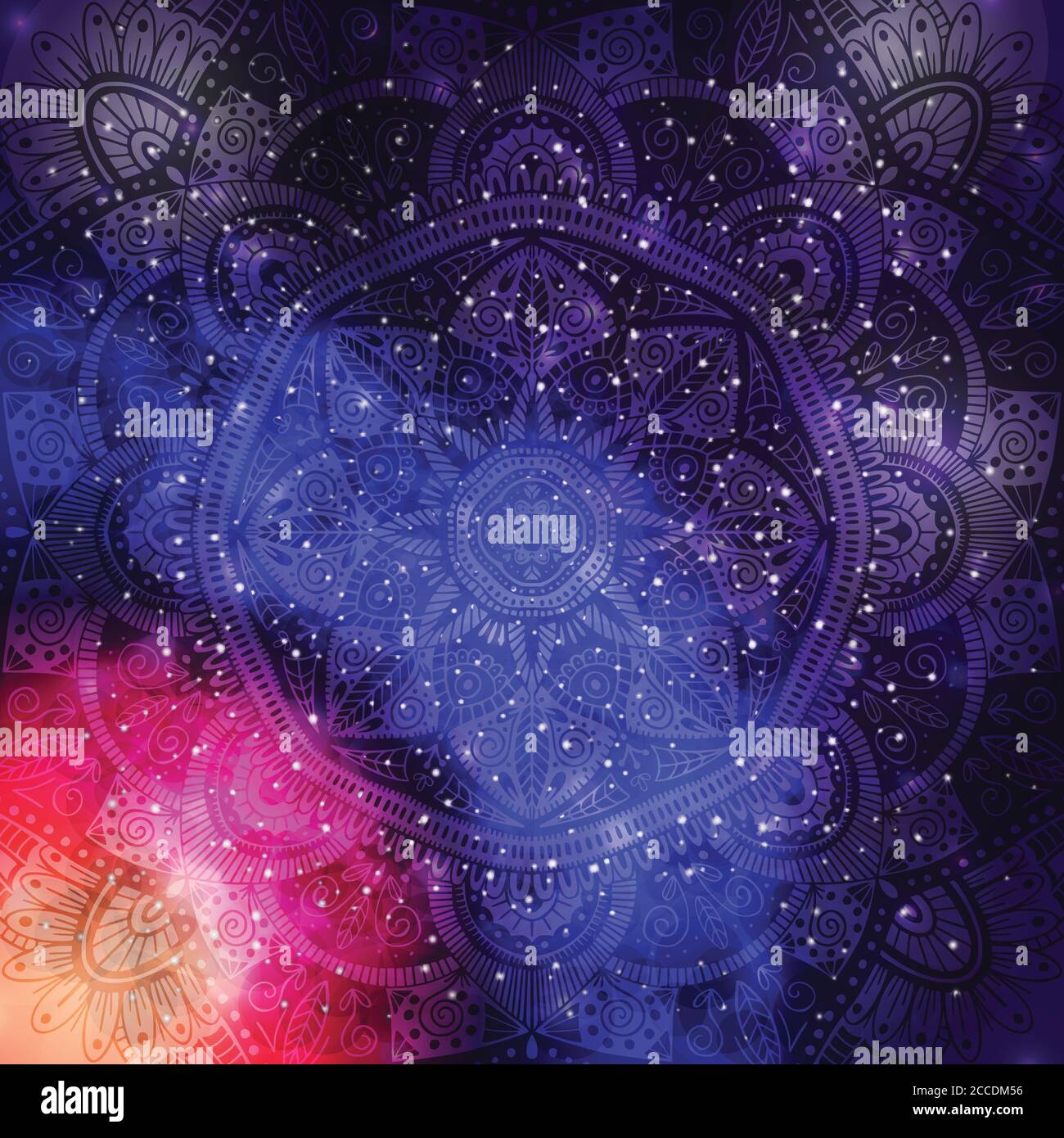 Ornamental floral ethnic mandala on purple galaxy background, vector  illustration Stock Vector Image \u0026 Art - Alamy, image size:1300x1390