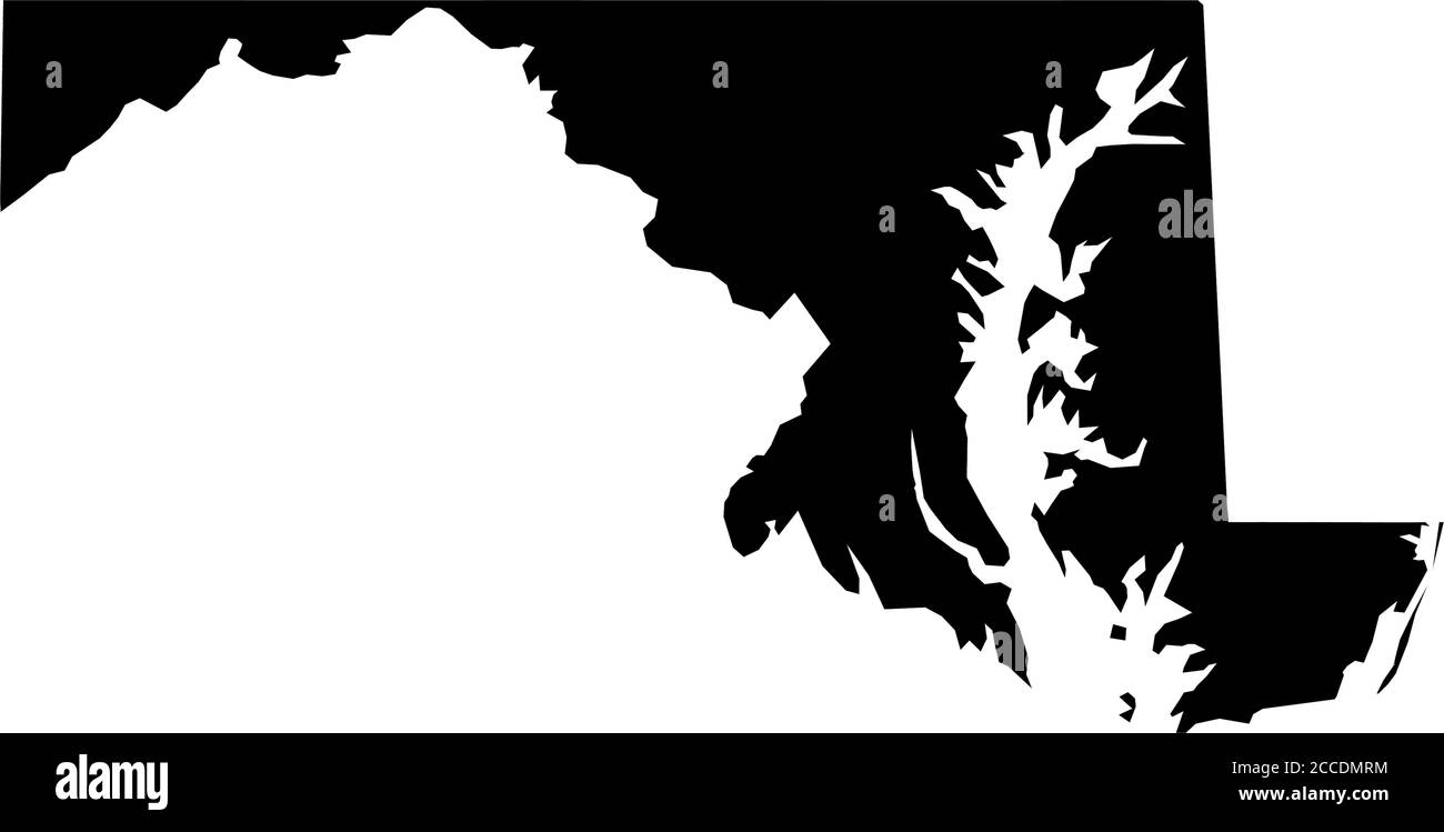 Maryland, state of USA solid black silhouette map of country area