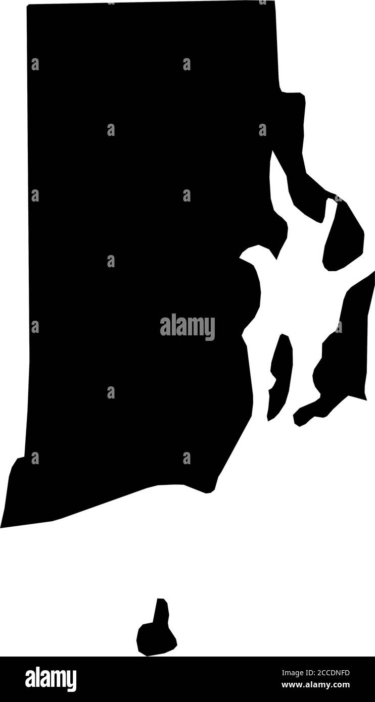 Rhode Island, state of USA - solid black silhouette map of country area. Simple flat vector illustration. Stock Vector