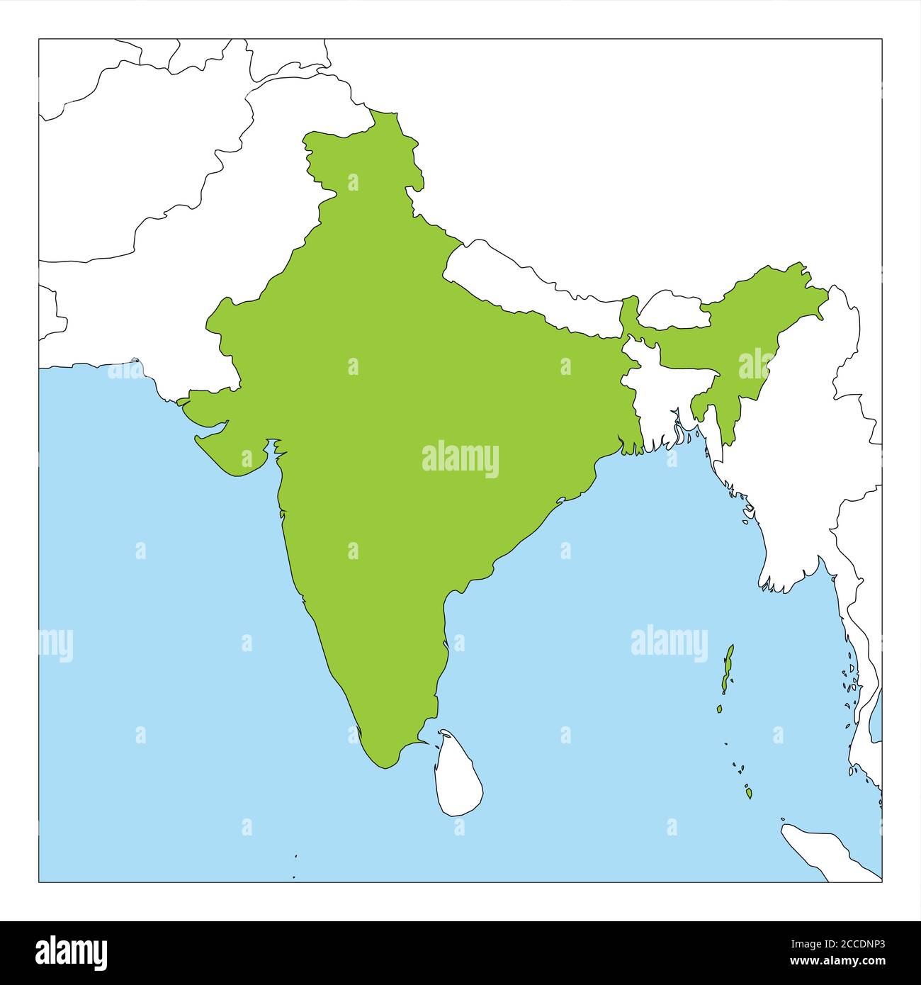 India Map And Its Neighbouring Countries Map Of India Green Highlighted With Neighbor Countries Stock Vector Image &  Art - Alamy