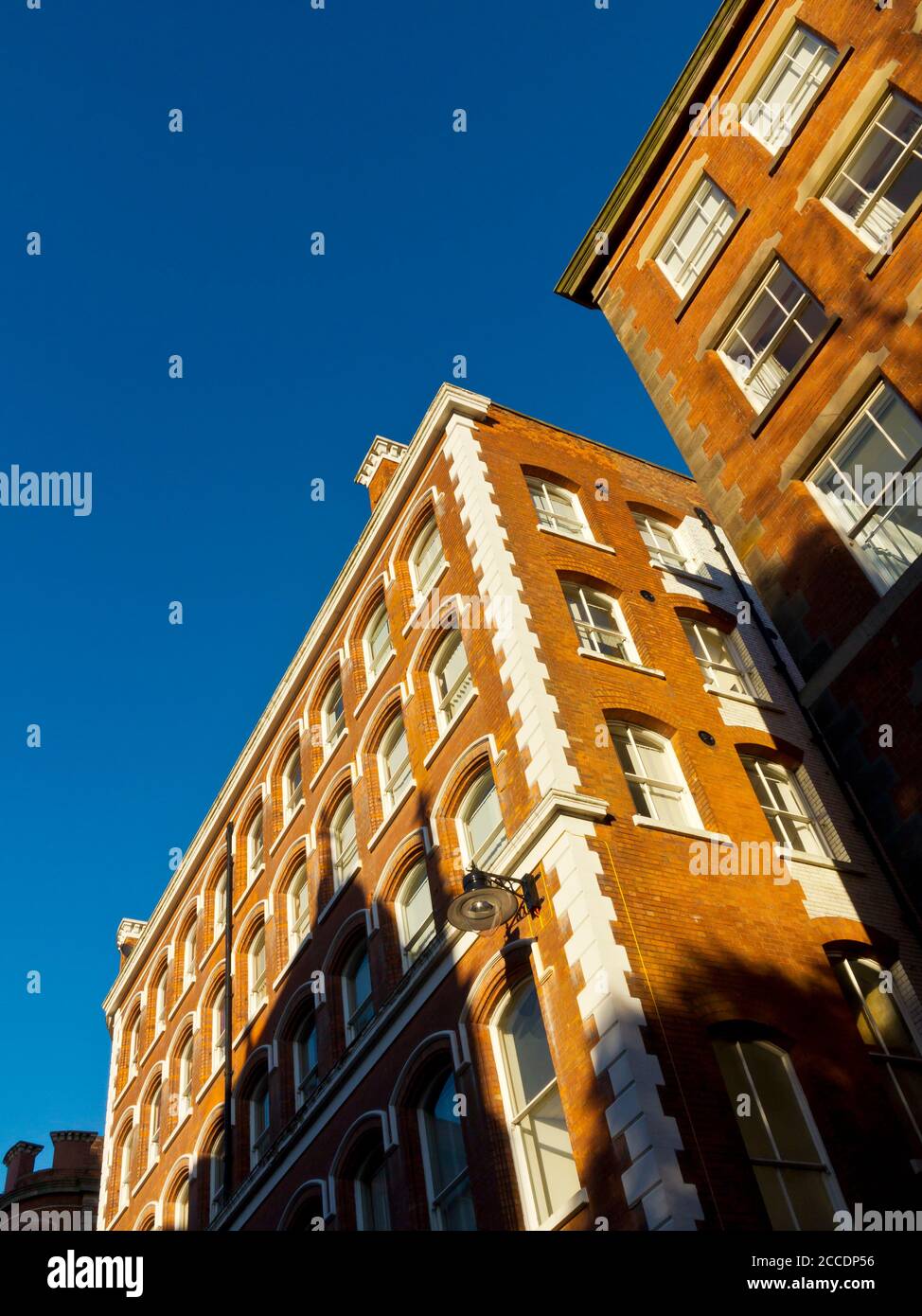 View looking up at typical buildings in the Lace Market area of Nottingham city centre England UK Stock Photo