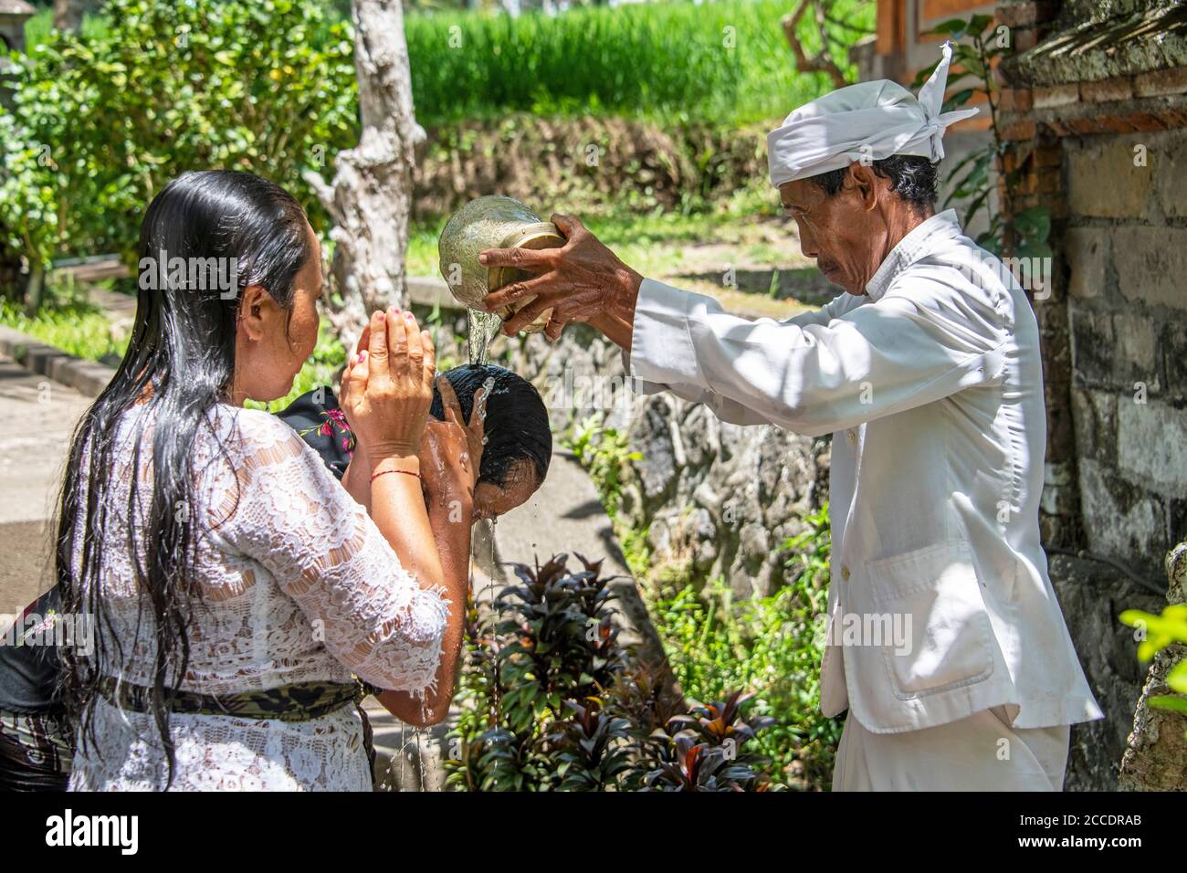 The Melukat ceremony is a purification ceremony to cleanse the body