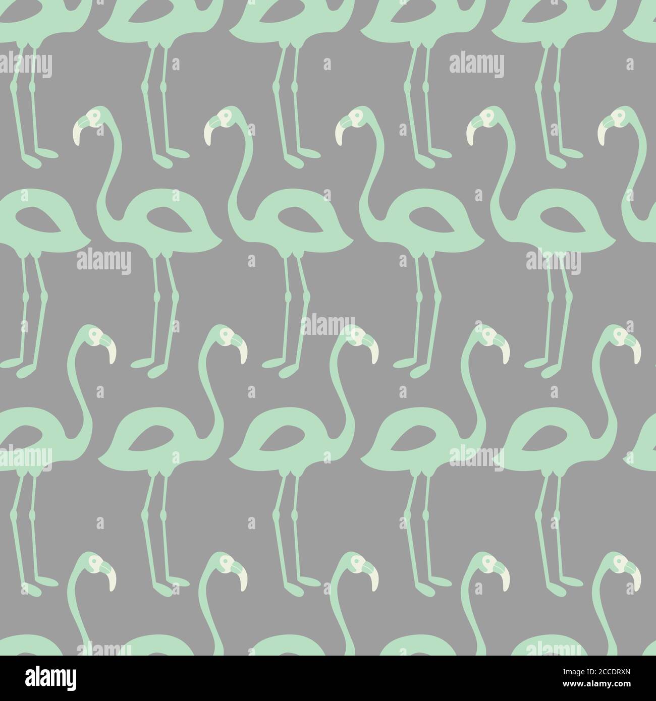 Flamingo seamless pattern on mint background, vector illustration Stock Vector