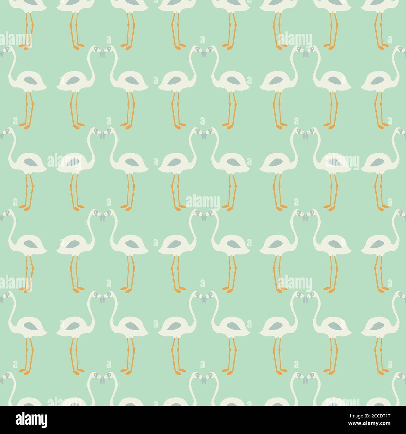 Flamingo seamless pattern on mint background, vector illustration Stock Vector