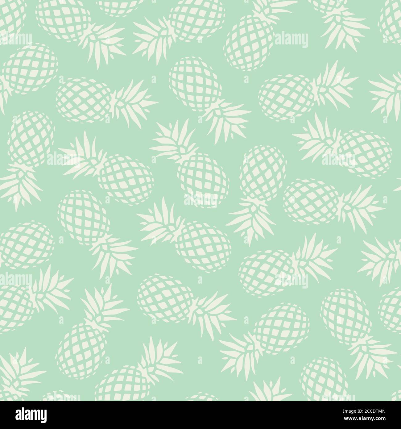 Pineapple seamless pattern on mint background, vector illustration Stock Vector