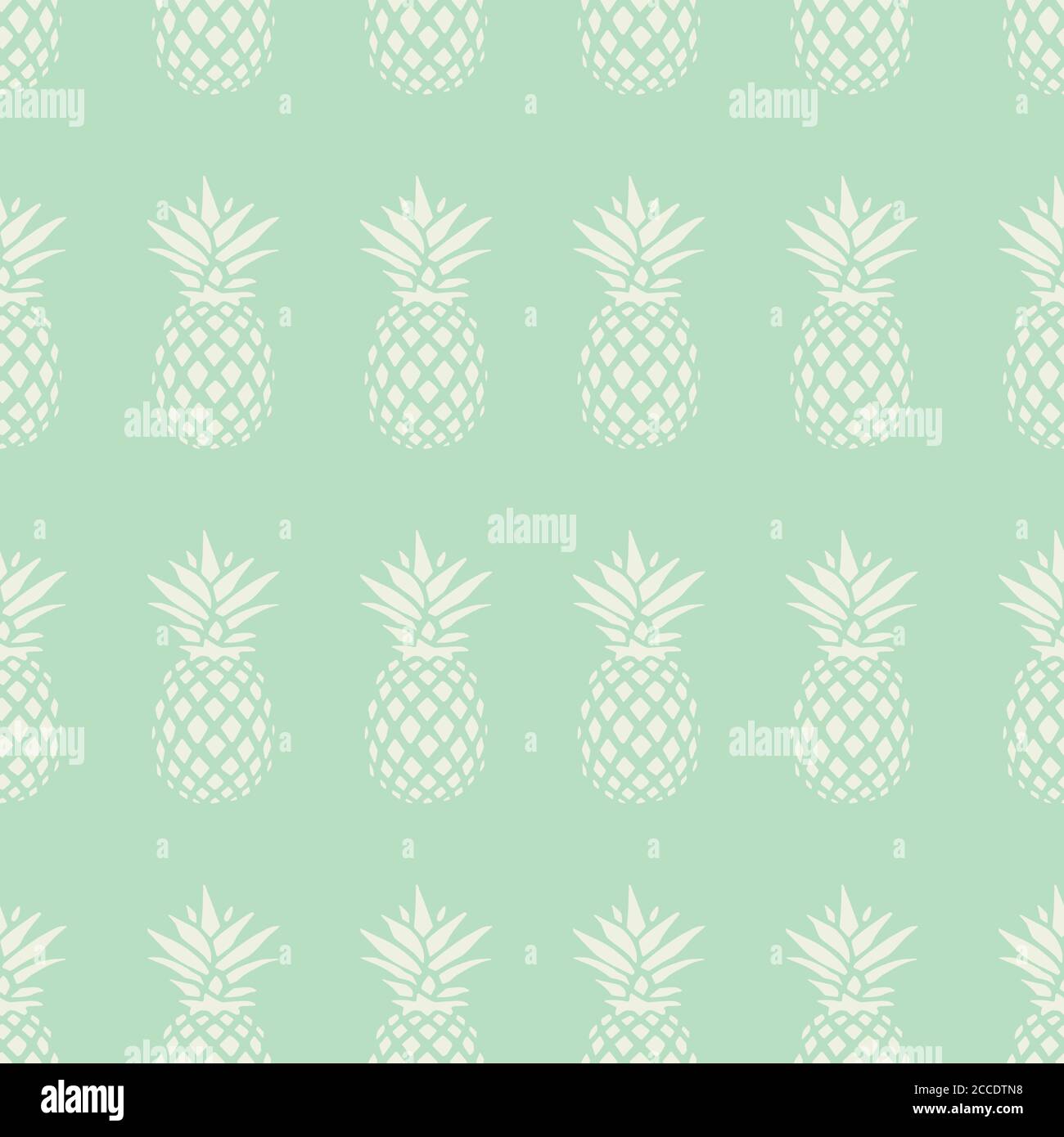 Pineapple seamless pattern on mint background, vector illustration Stock Vector