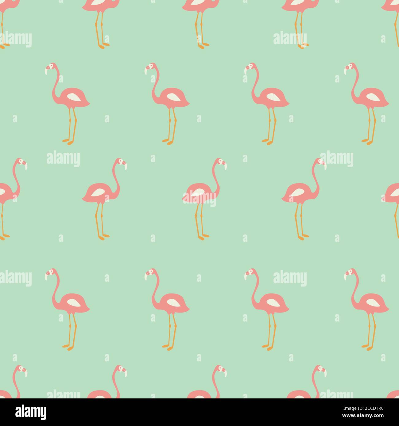 Flamingo seamless pattern on mint background, vector illustration Stock Vector