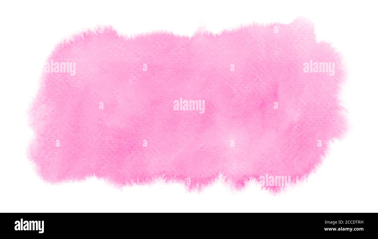 Abstract modern design with bright pink watercolor stain hand-painted on white background. Artistic vector used as decorative design card, banner, pos Stock Vector
