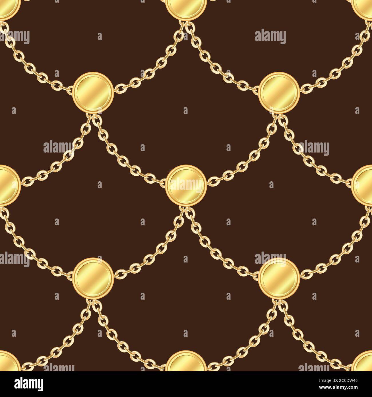 Seamless Luxury Golden Chains with Buttons on Dark Brown Background ...