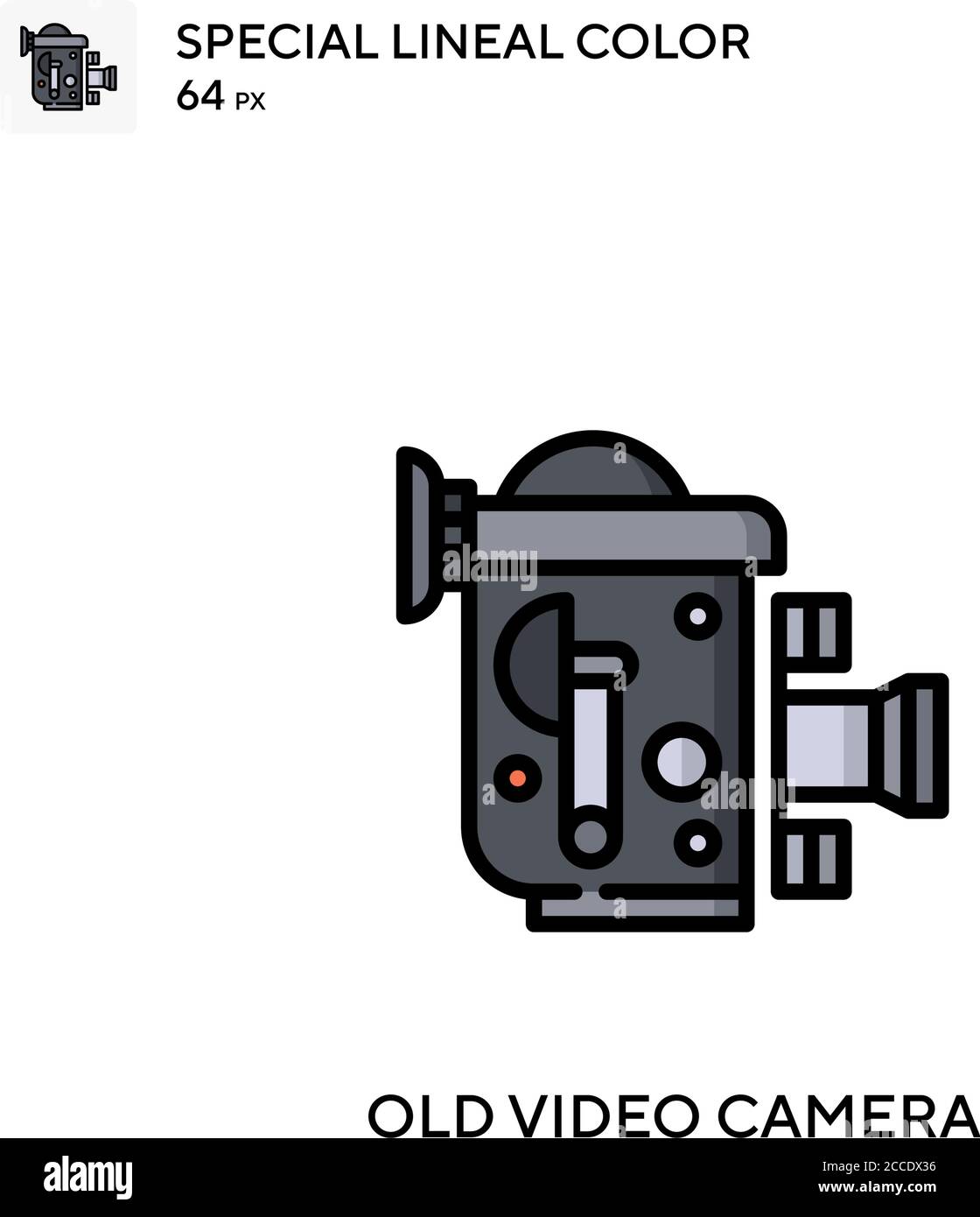 Old video camera Special lineal color icon. Illustration symbol design template for web mobile UI element. Perfect color modern pictogram on editable Stock Vector