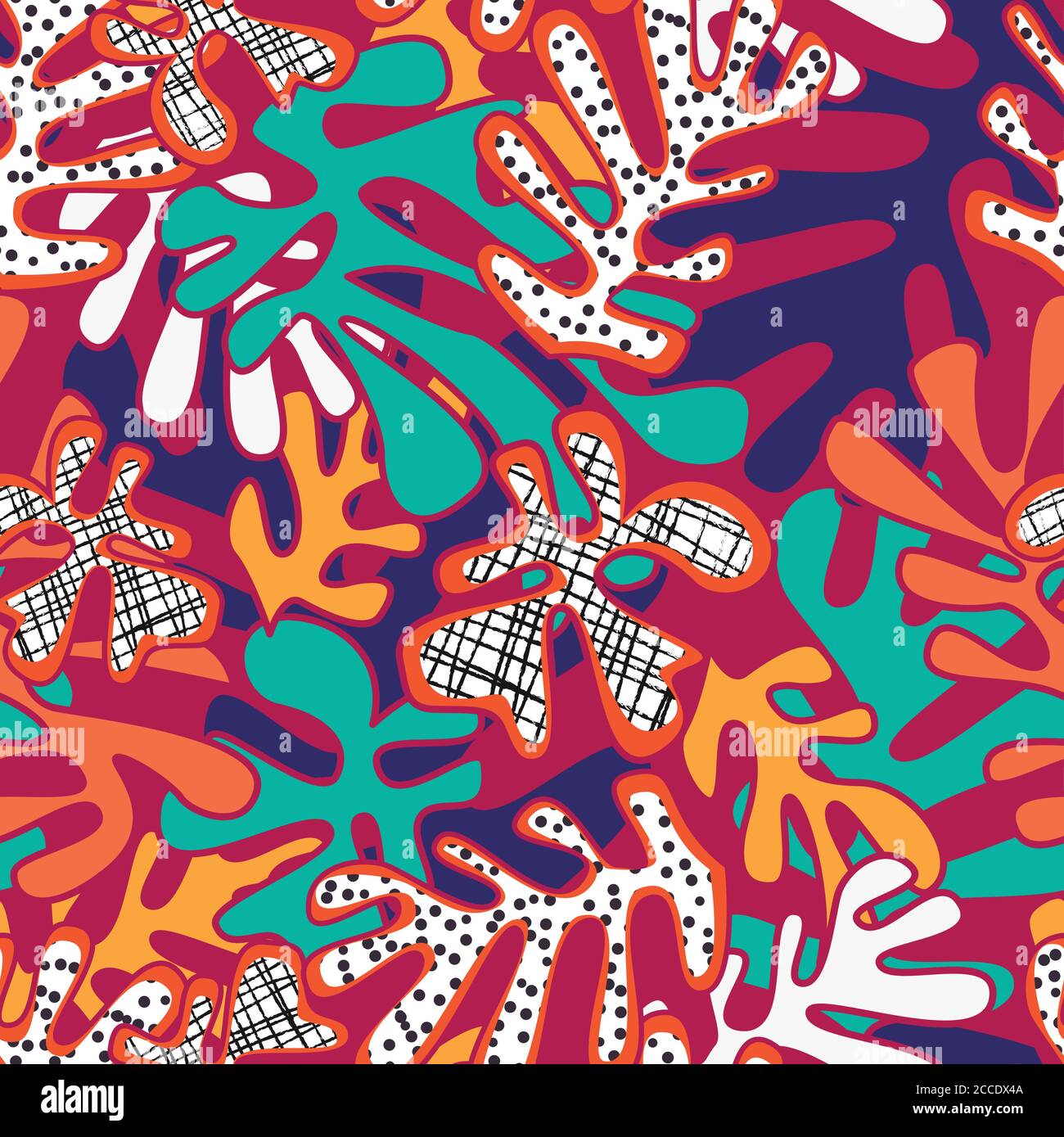 Matisse inspired shapes seamless pattern, colorful design, vector illustration Stock Vector