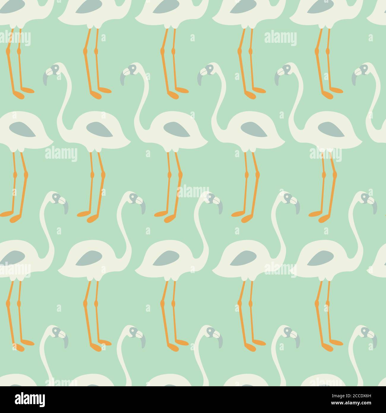Flamingo seamless pattern on mint background, vector illustration Stock Vector