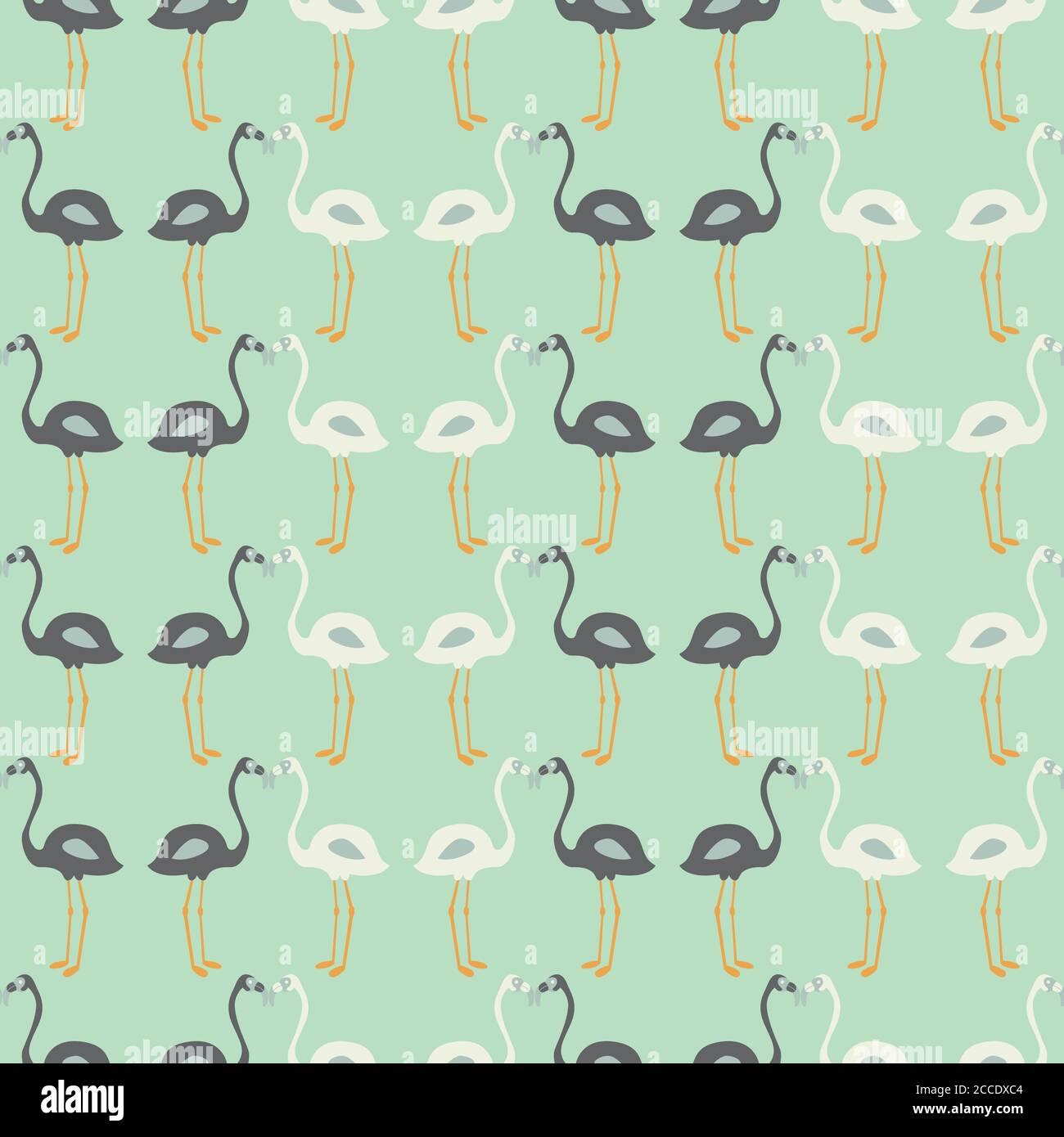 Flamingo seamless pattern on mint background, vector illustration Stock Vector
