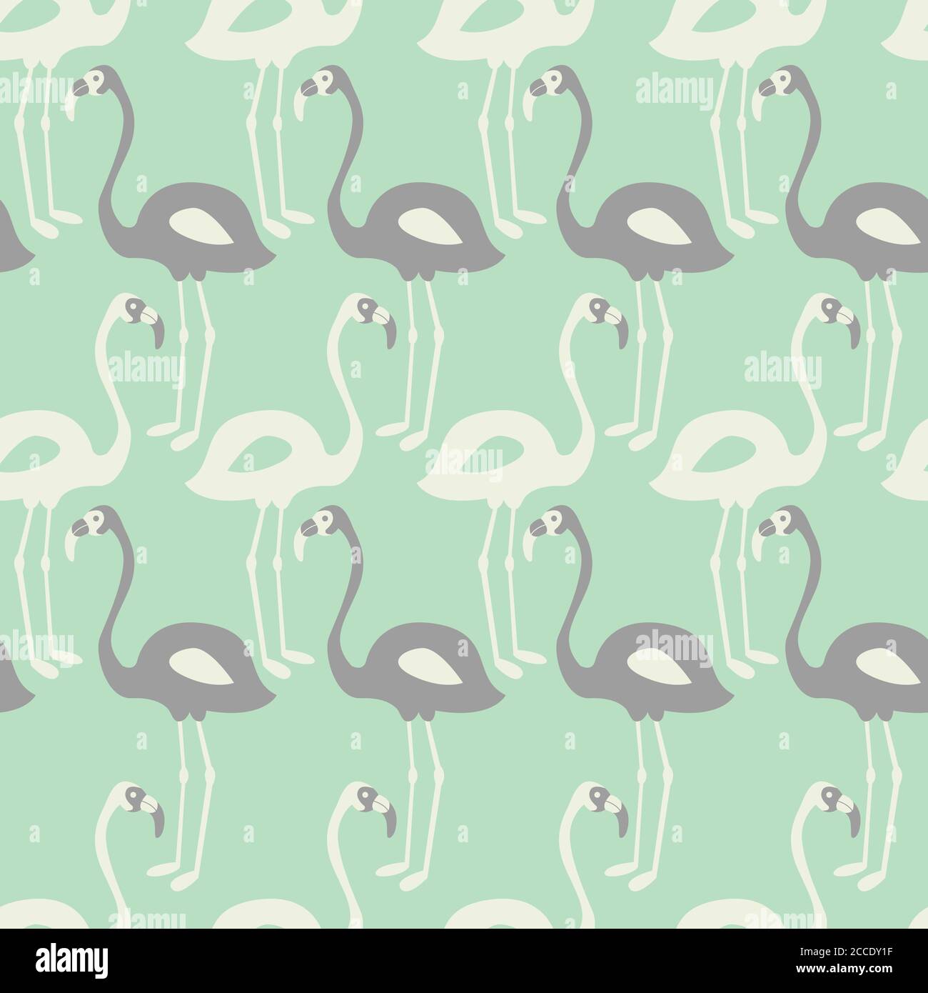Flamingo seamless pattern on mint background, vector illustration Stock Vector