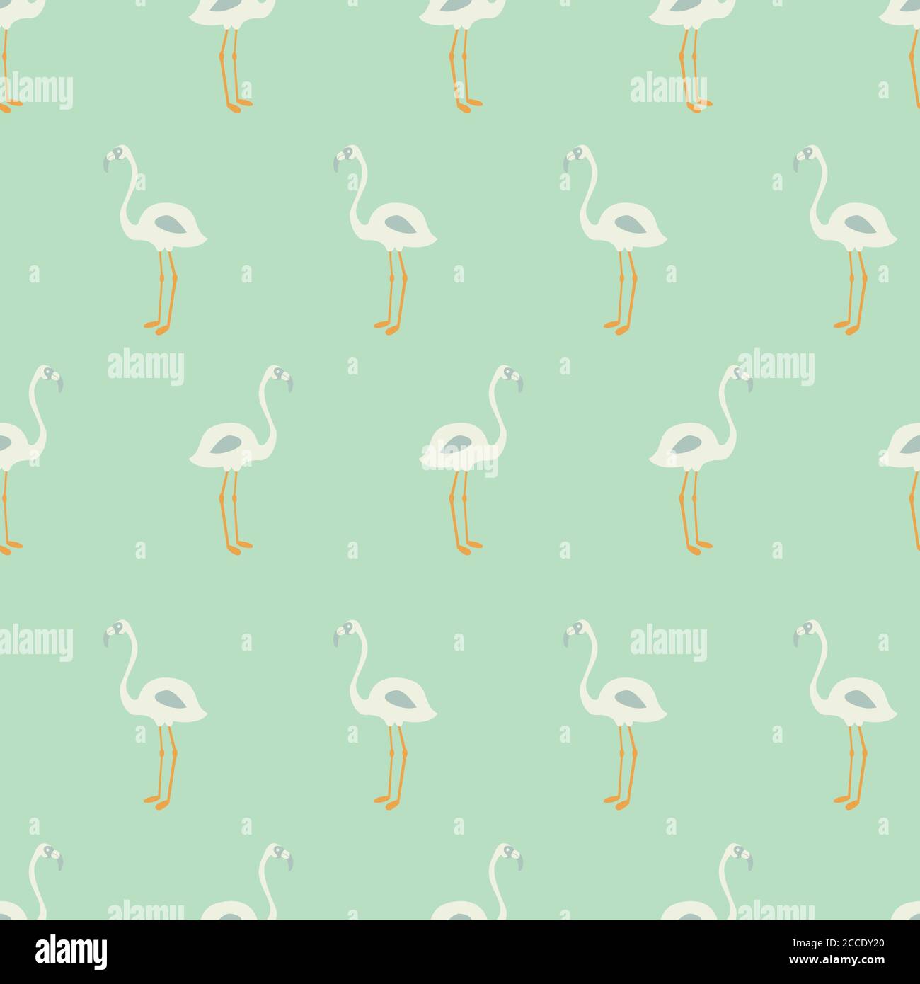 Flamingo seamless pattern on mint background, vector illustration Stock Vector