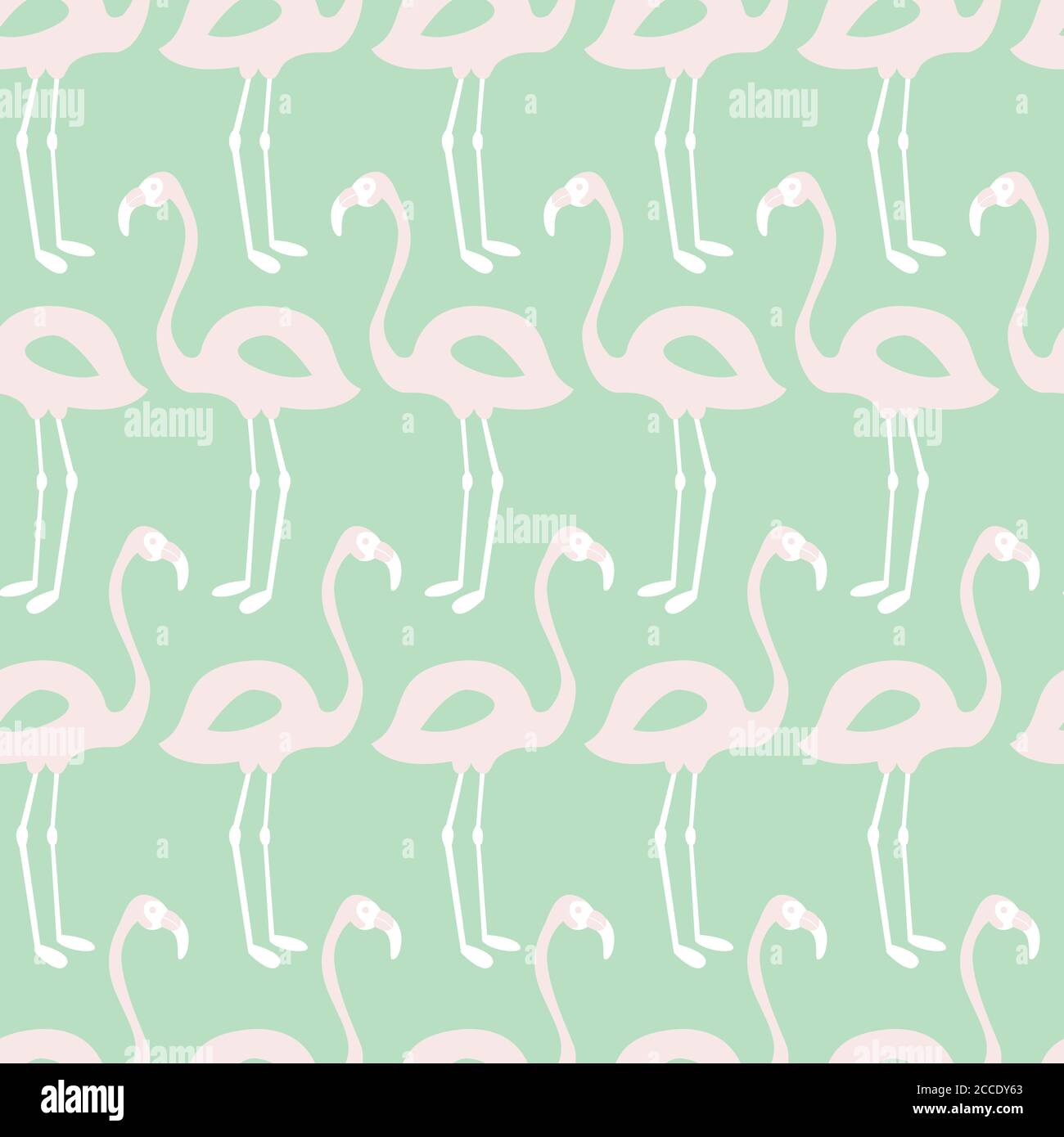 Flamingo seamless pattern on mint background, vector illustration Stock Vector