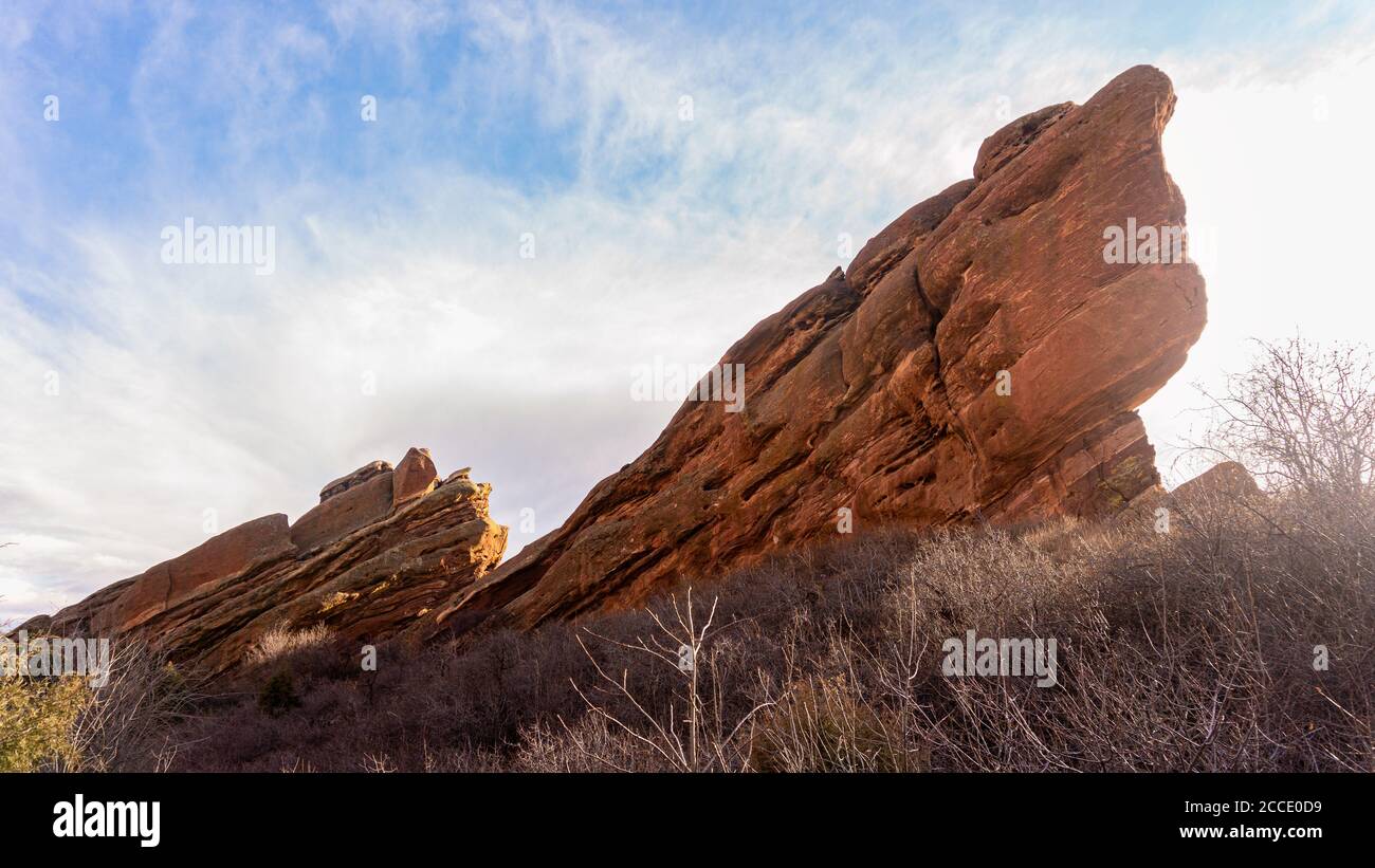 red rocks in the sunlight desert scene Stock Photo - Alamy