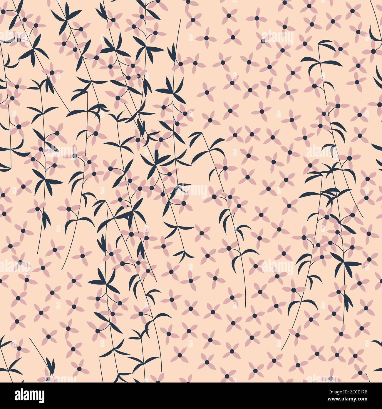 Seamless pattern design with hand drawn flowers and floral elements ...