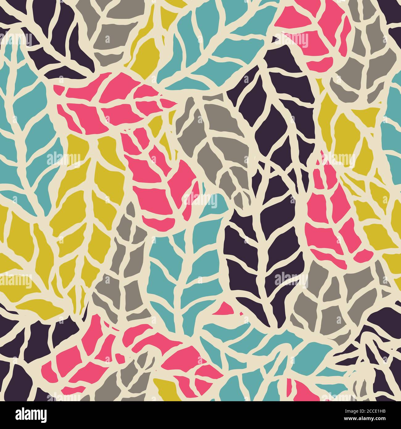 Seamless pattern with hand drawn natural leaves, vector illustration ...