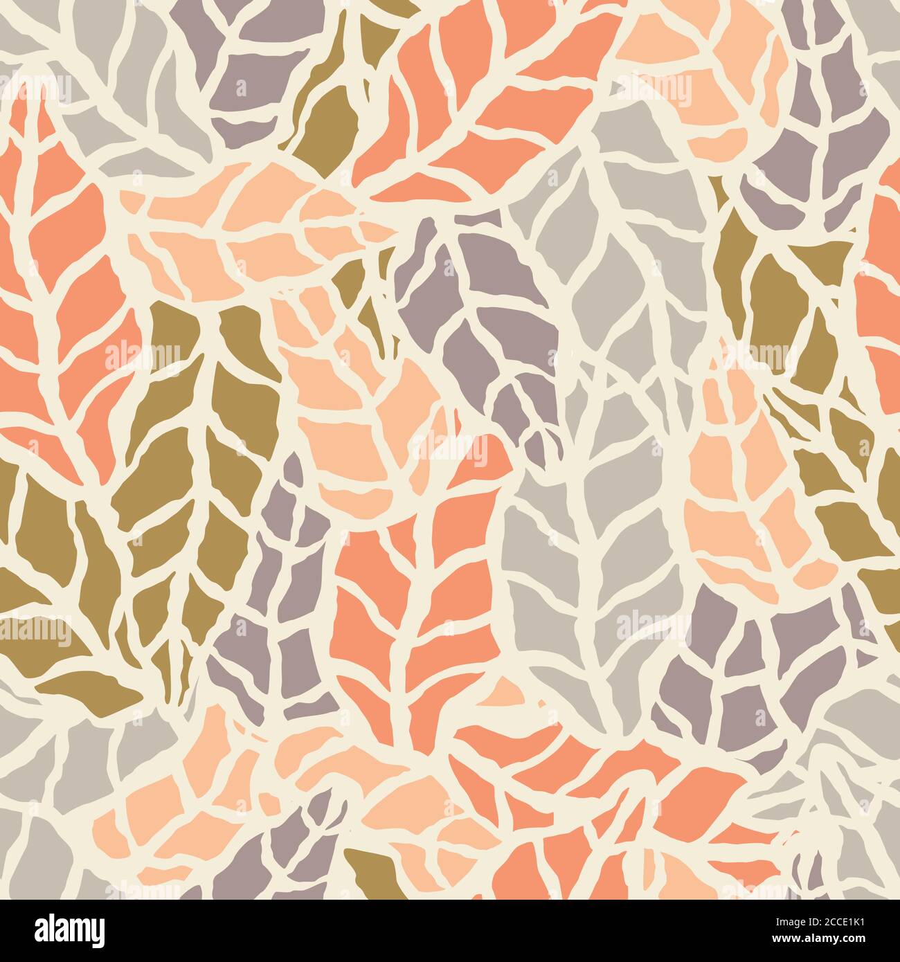 Seamless pattern with hand drawn natural leaves, vector illustration ...